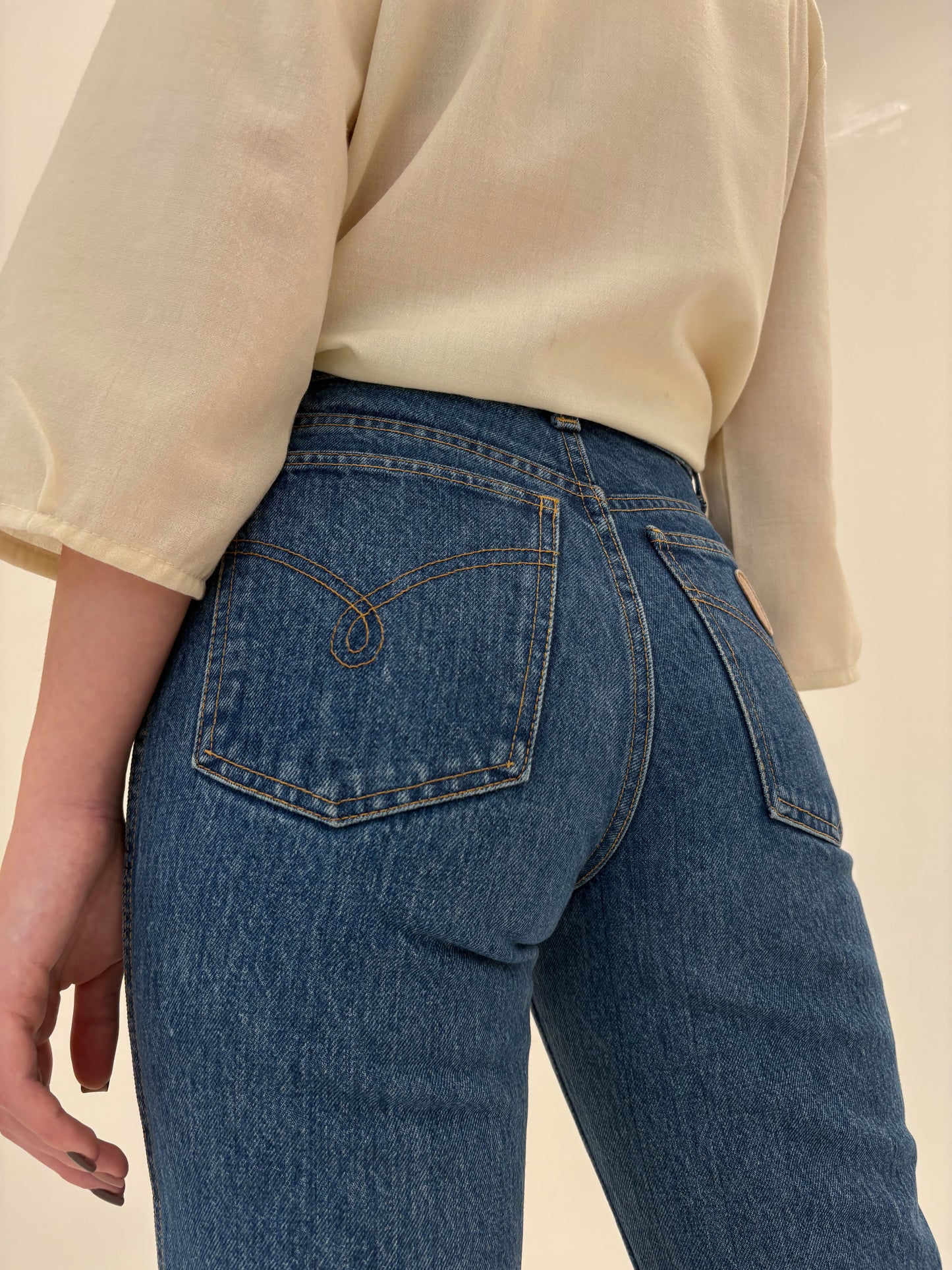 Jeans luxury Moschino petite cu talie ultra înaltă