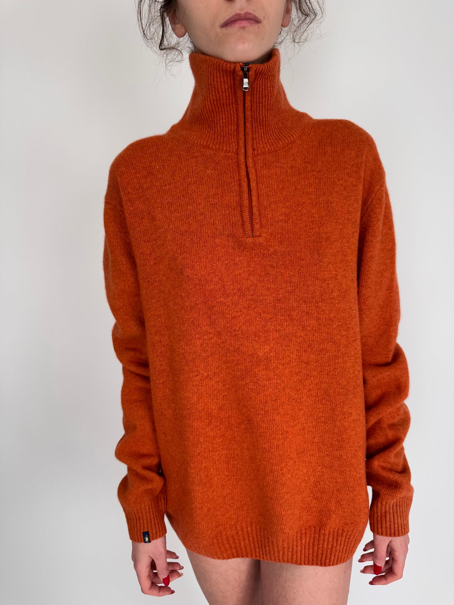 Maleta tall rust orange italiană 70% lana extrafina de gramaj mare