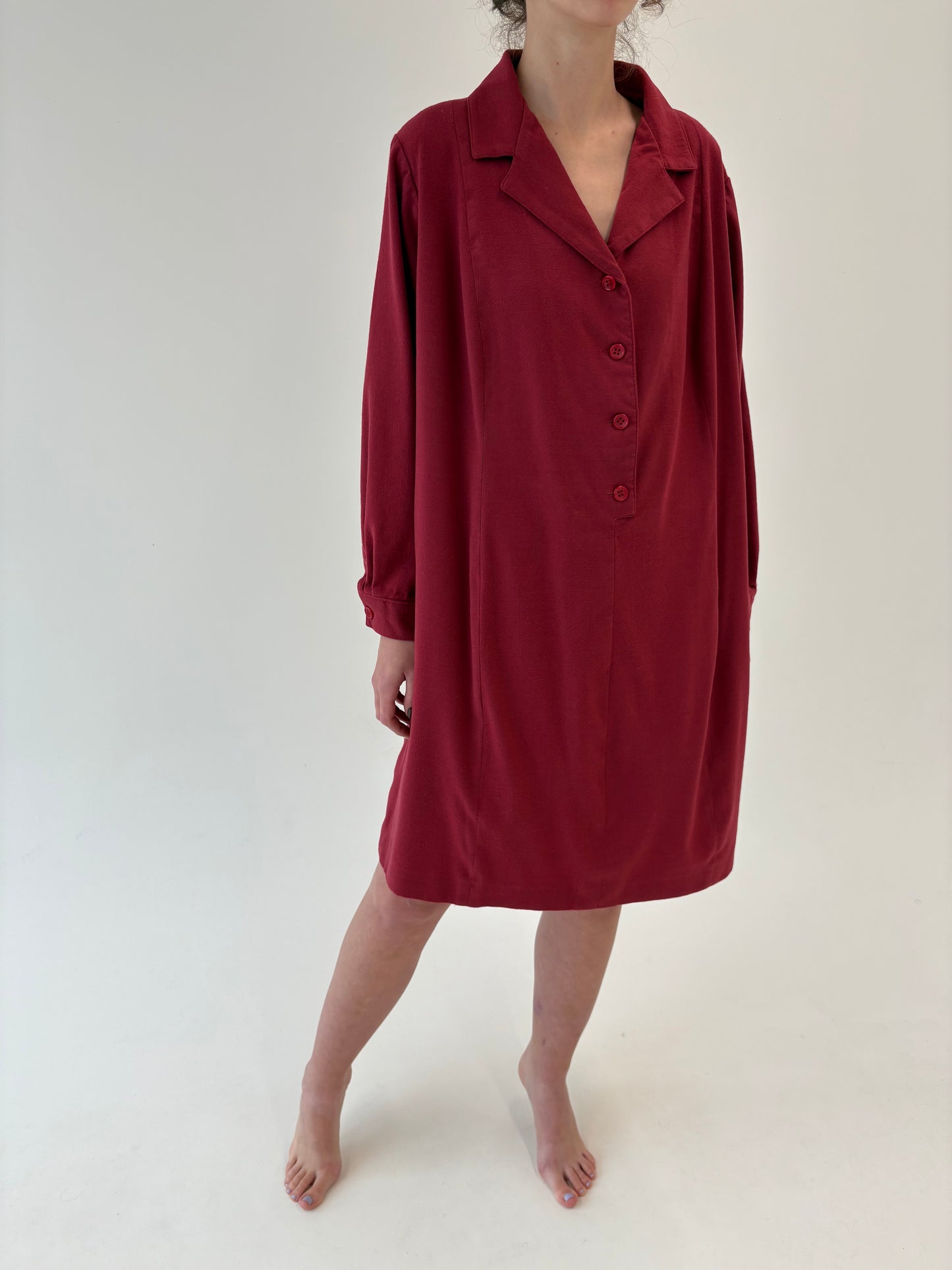 Rochie vintage Marsala red din lana extrafina plină