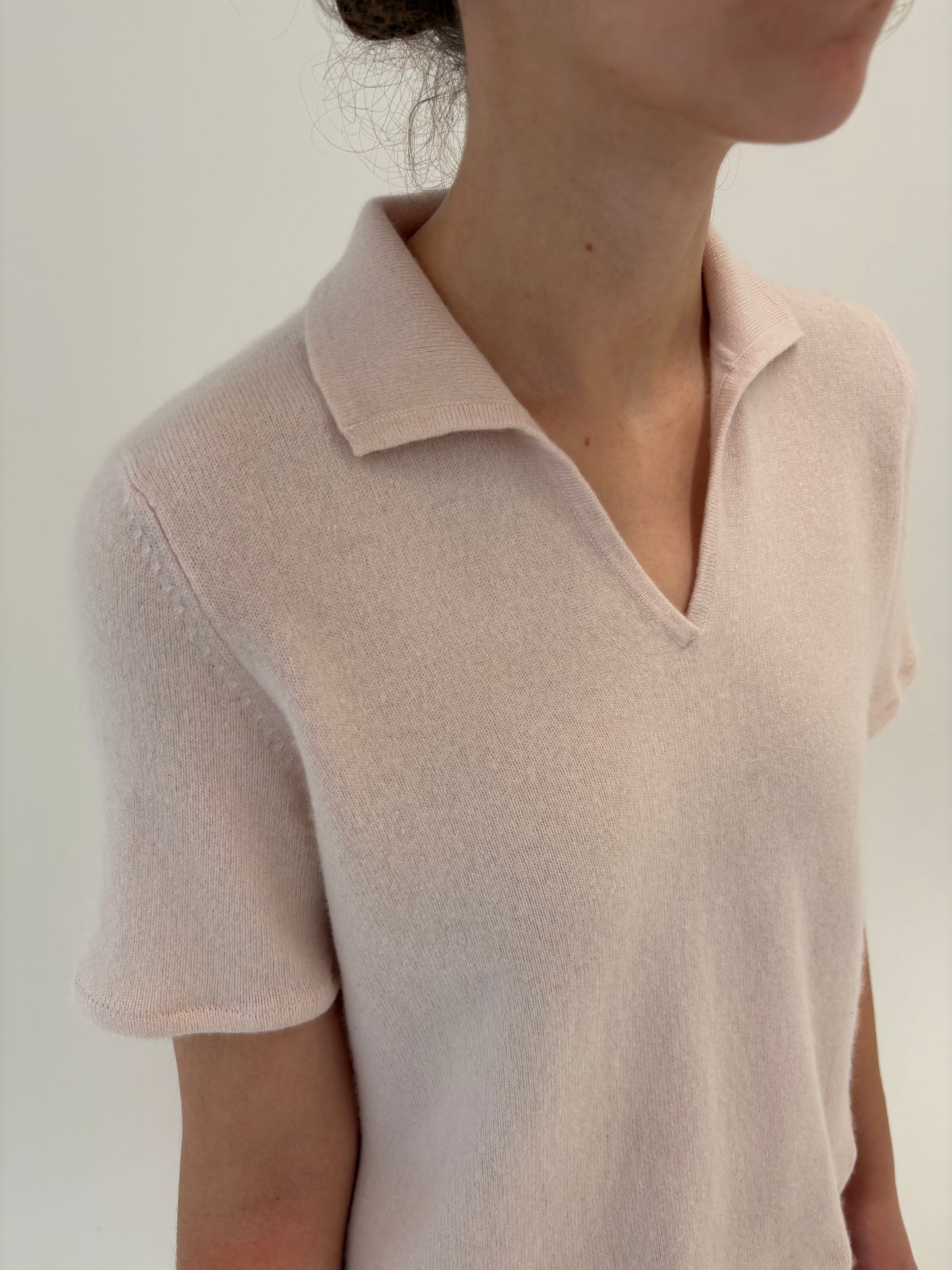 Top polo powder pink din cașmir multiply