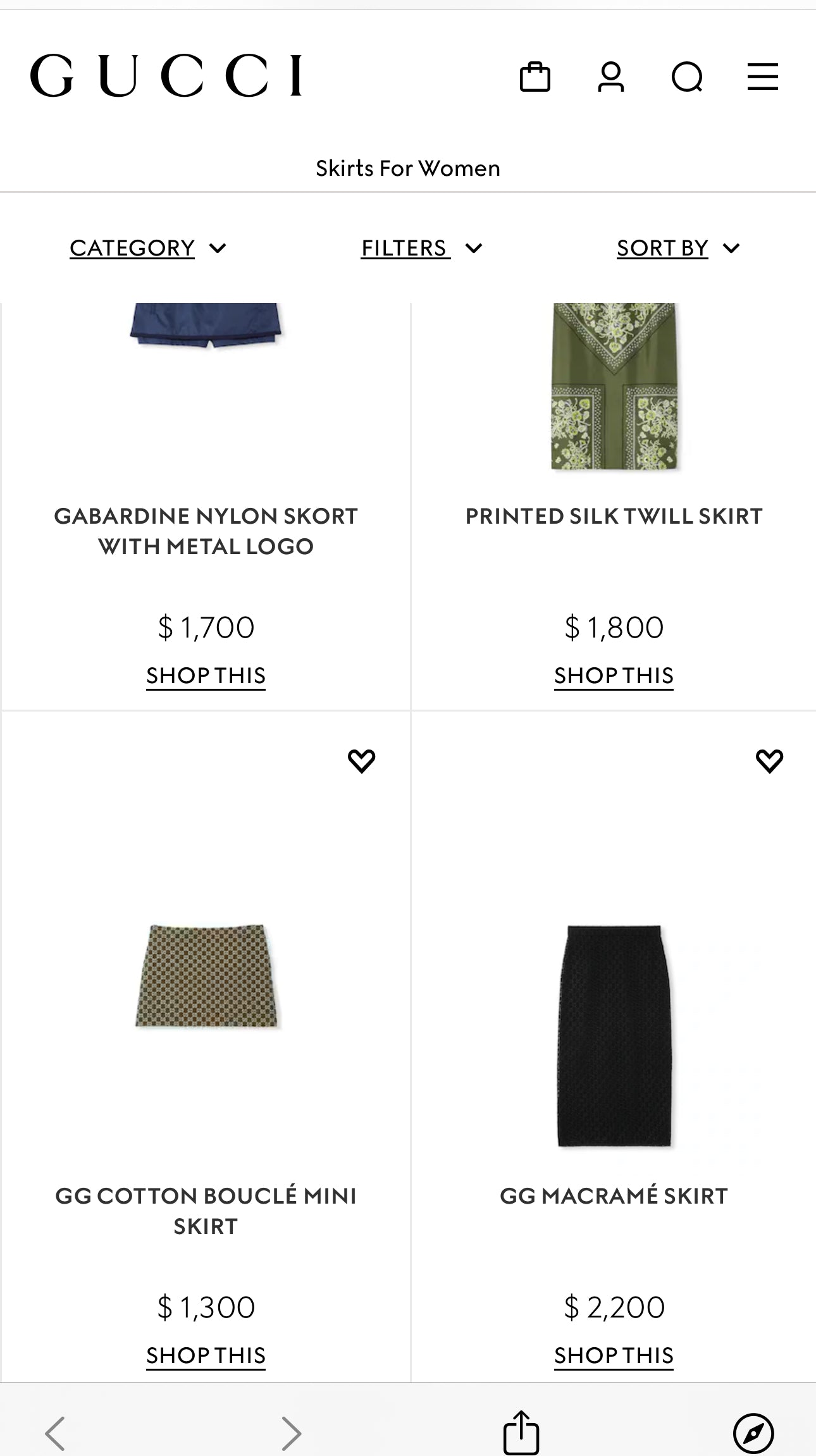 Fustă Gucci de colecție din era Tom Ford