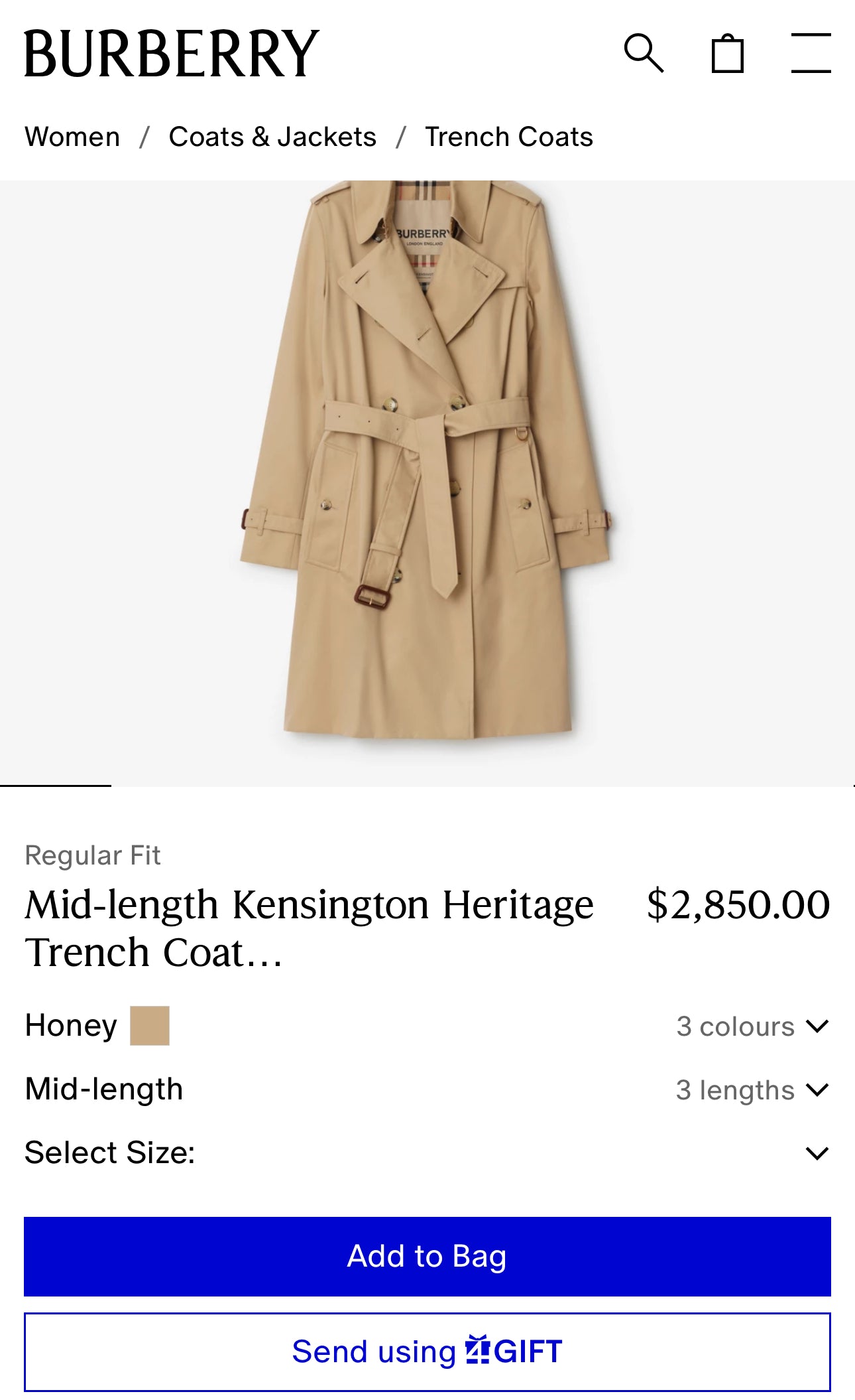 Trench Burberry negru model Kensington Heritage