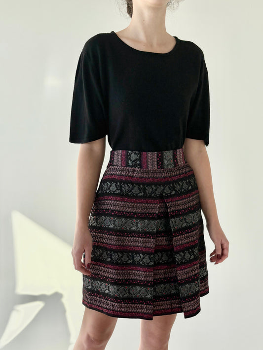 Fustă italiană din brocart excepțional cu lana și talie ultra înaltă de la zi la seară