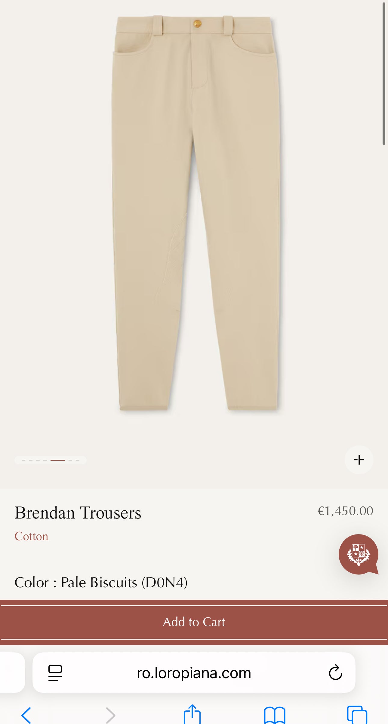 Pantaloni Loro Piana din gabardină de bumbac light nude