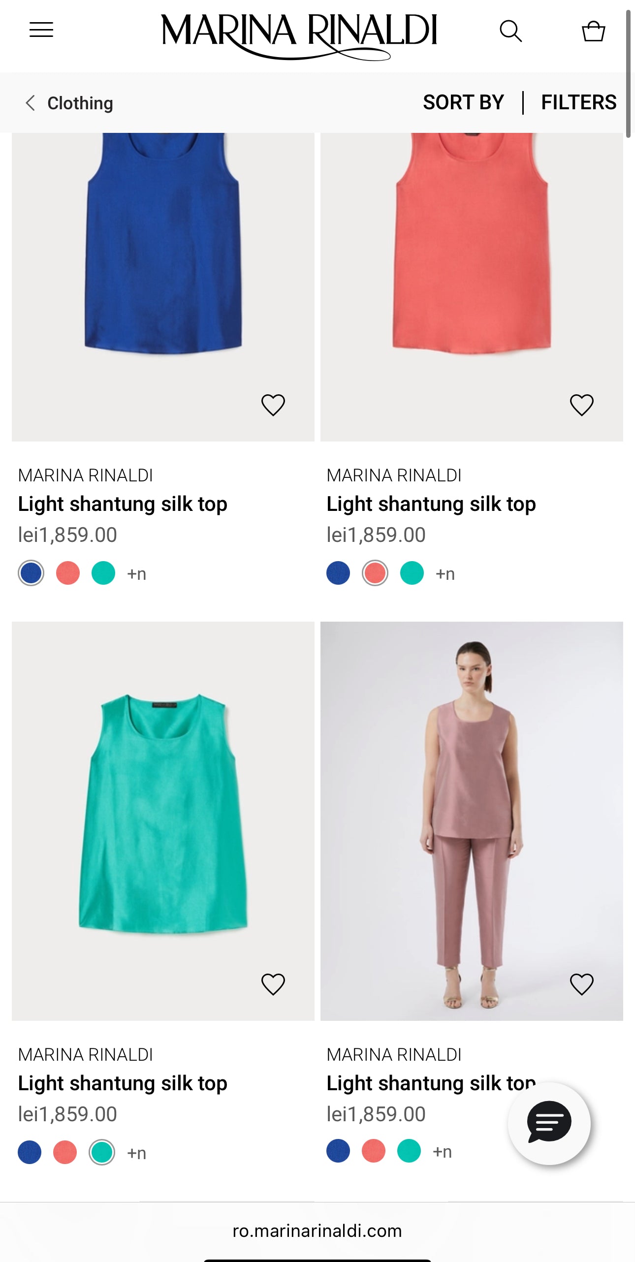 Cămașa luxury Marina Rinaldi din mătase naturală baby blue cu inserții