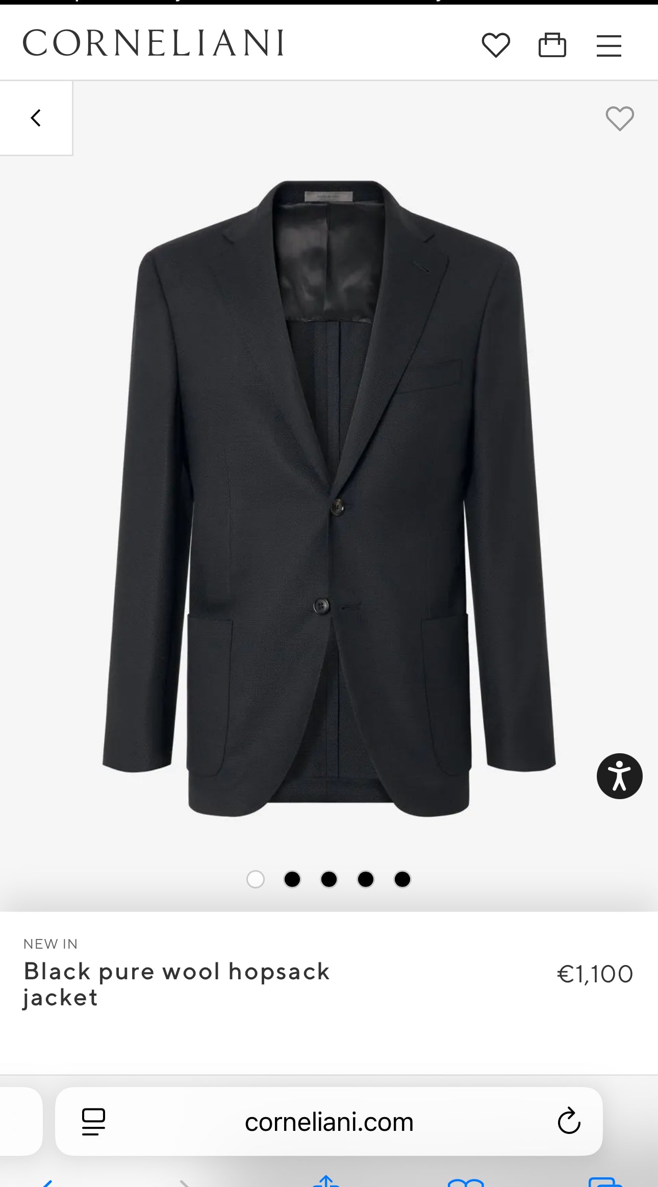 Sacou luxury Corneliani din lana excepțională cu dungi fine verticale ivoire