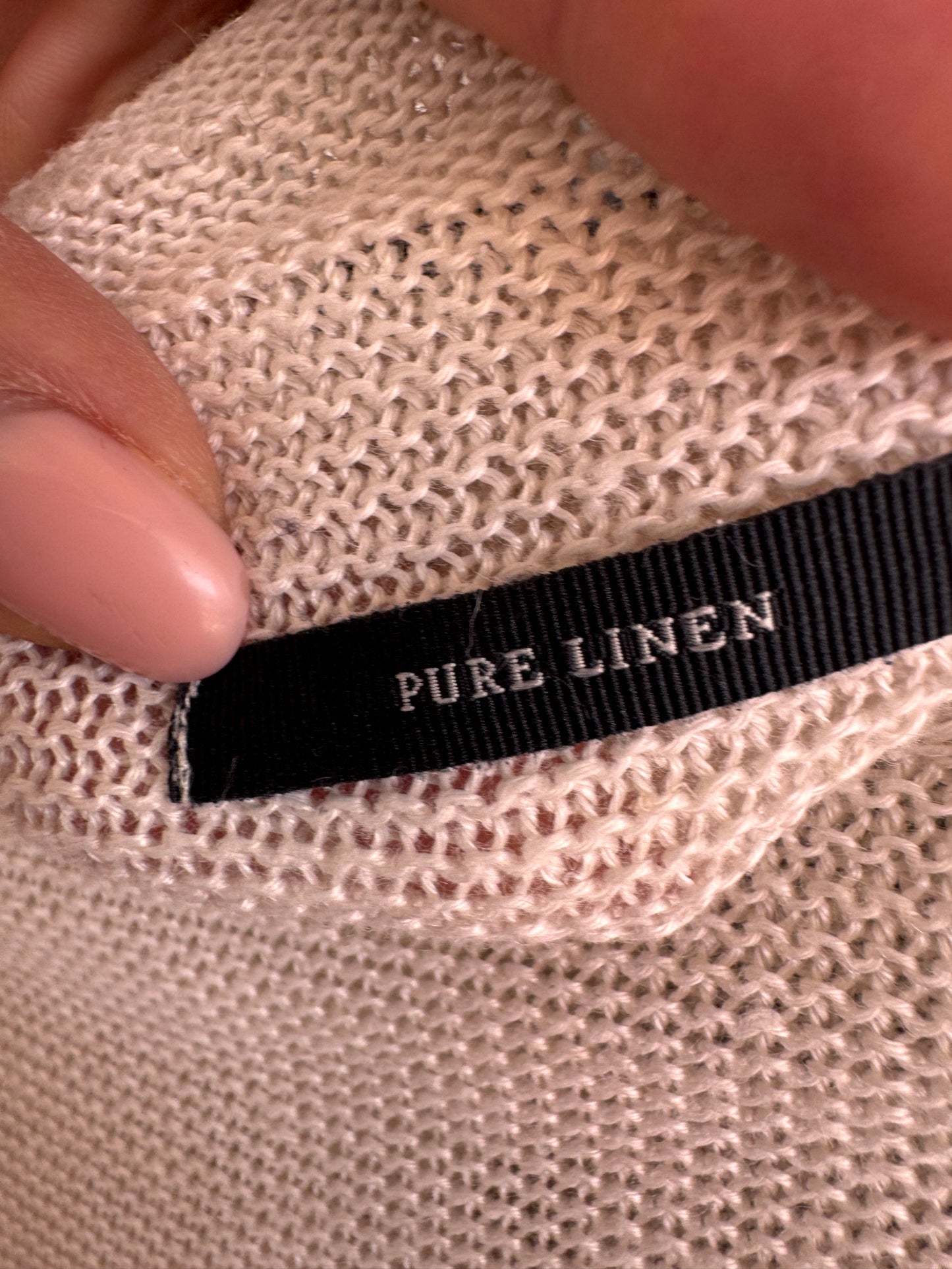 Puloveras off white cu decolteu bărcuța din tricot de in pur