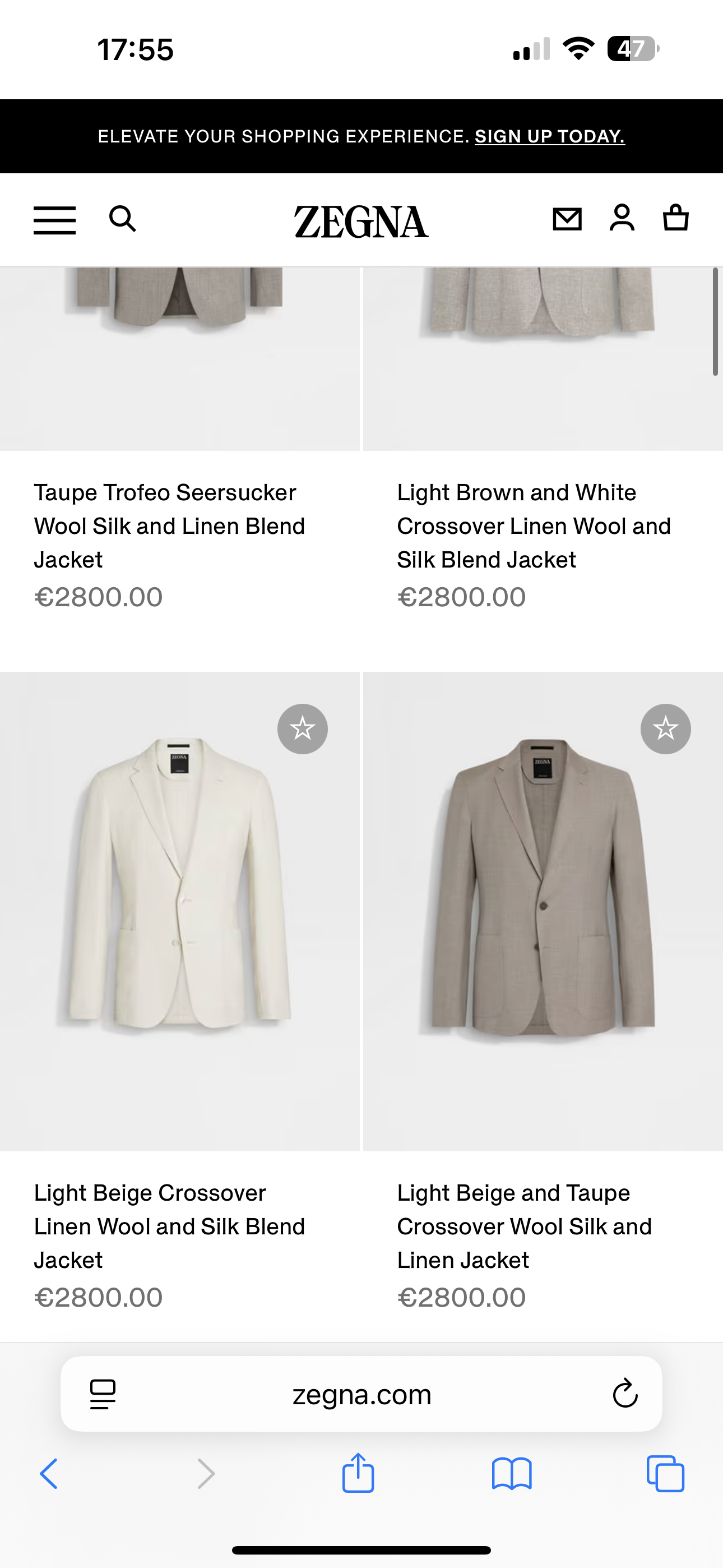 Sacou ultra luxury Zegna din lana extrafina