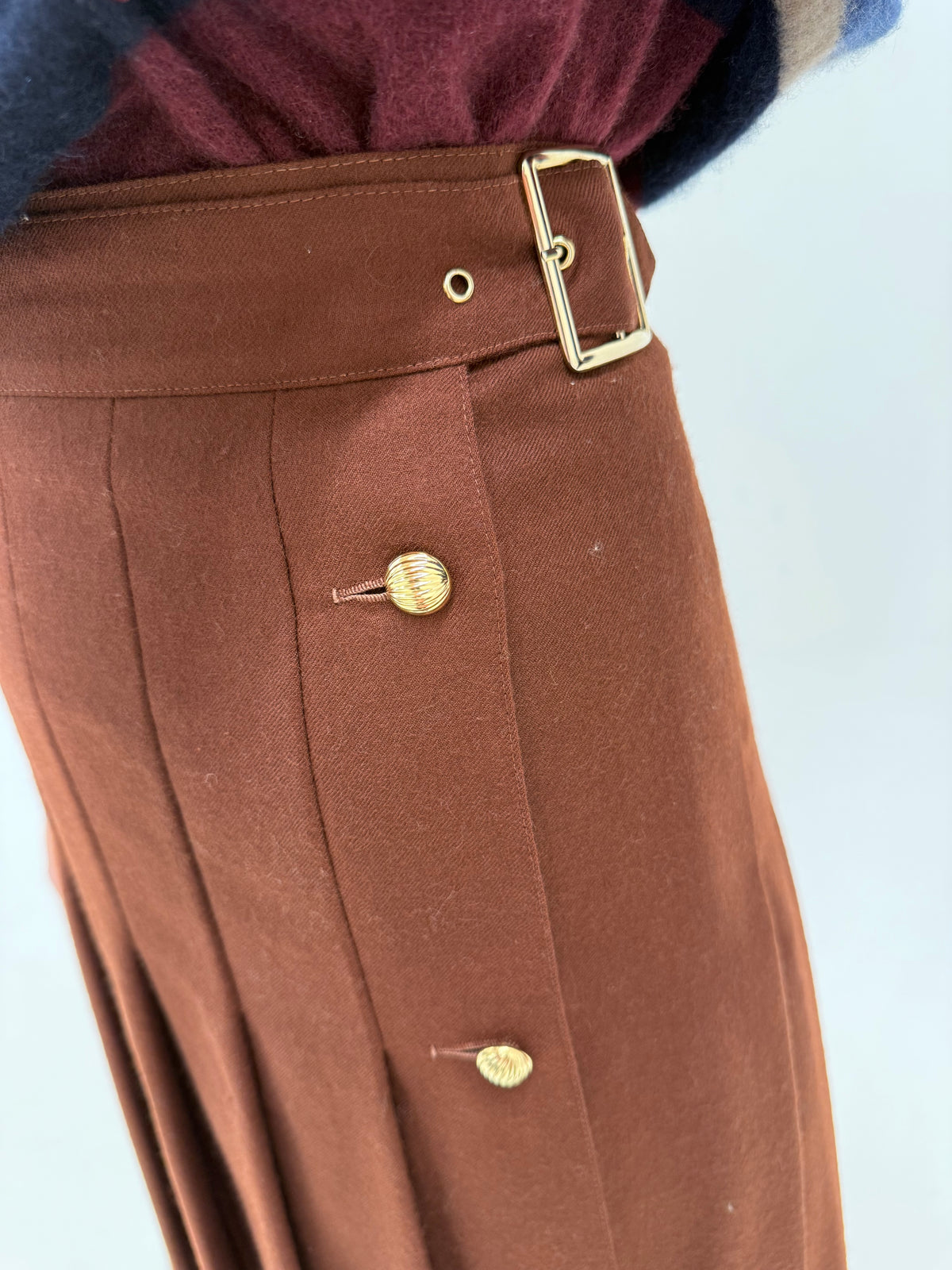 Fustă plisată de brand luxury plus size Marina Rinaldi din lana plină excepțională