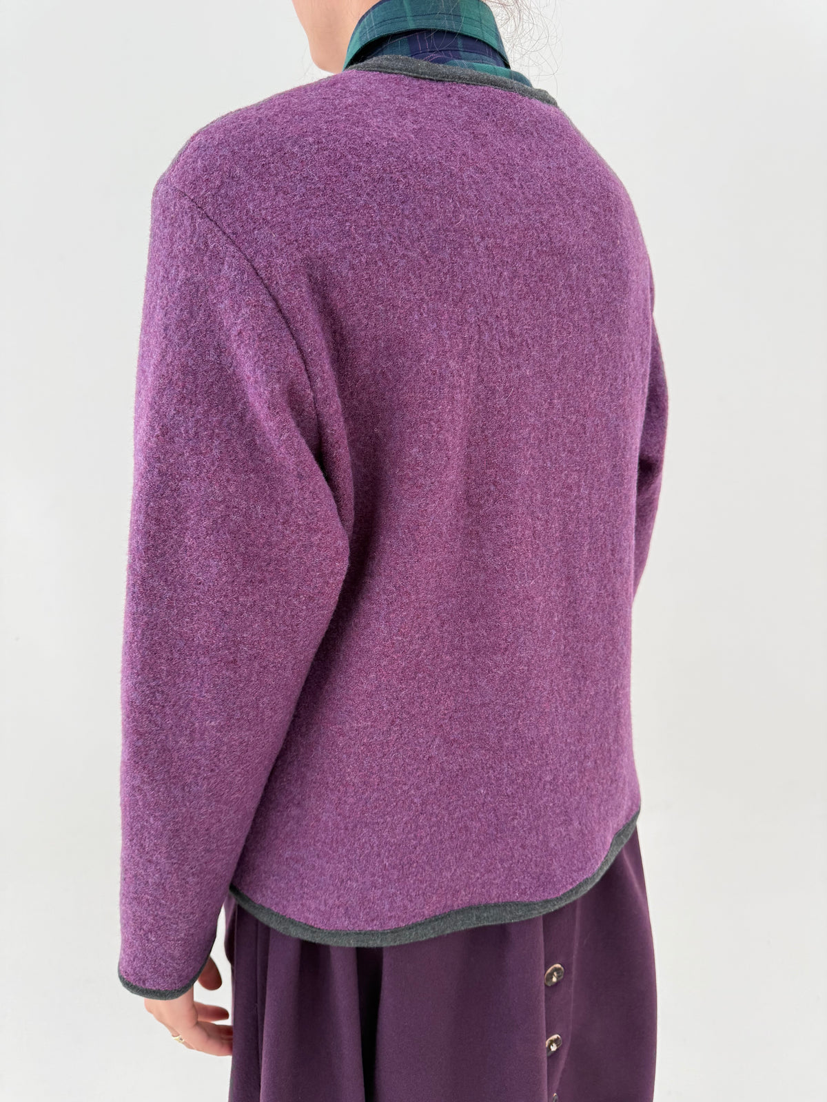 Jacheta orchid purple ultra confort cu paspoal din boiled wool
