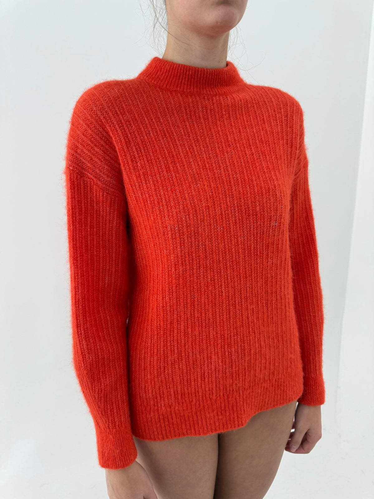 Maleta chimney Tommy Hilfiger din baby mohair și lana burnt orange