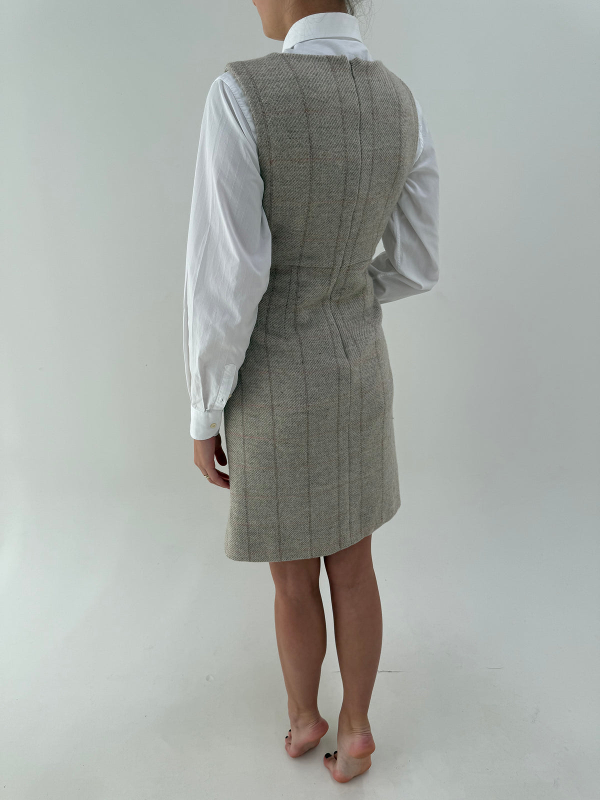 Rochie Max&Co by Max Mara din tweed camel de lana în carouri fine roz