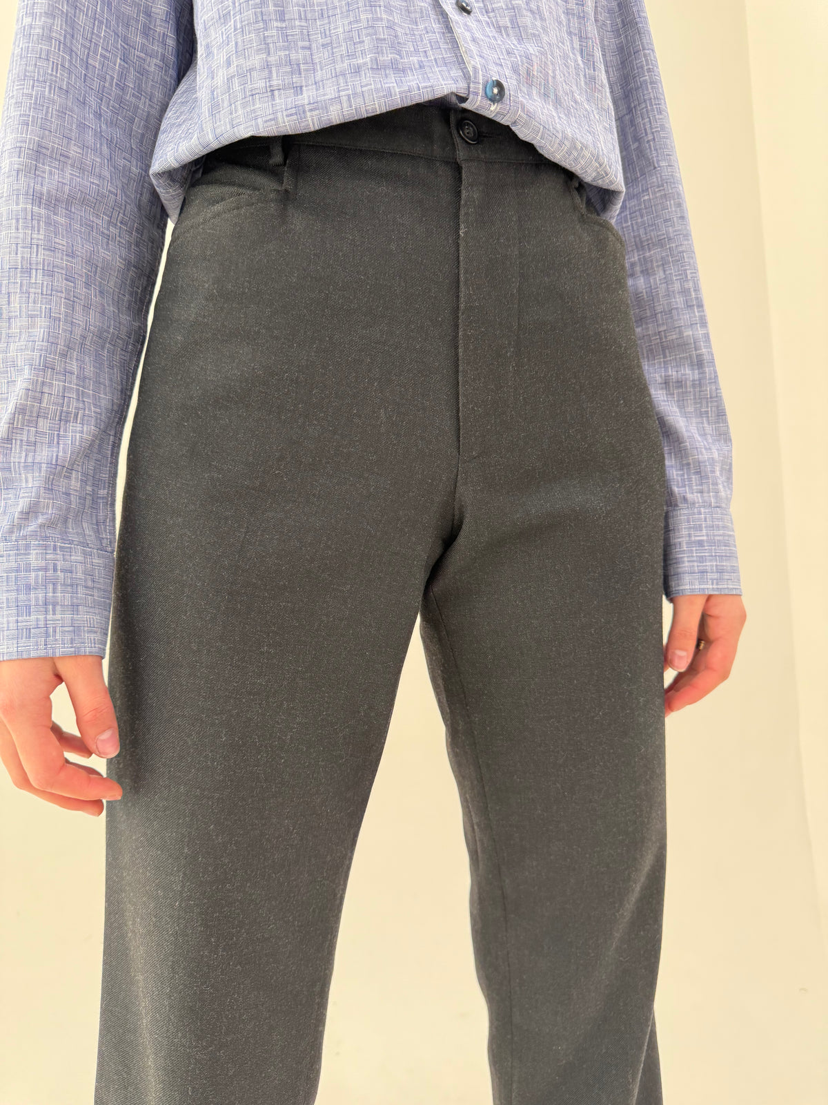 Pantaloni Dolce&Gabbana clasici din lana extrafina charcoal gray