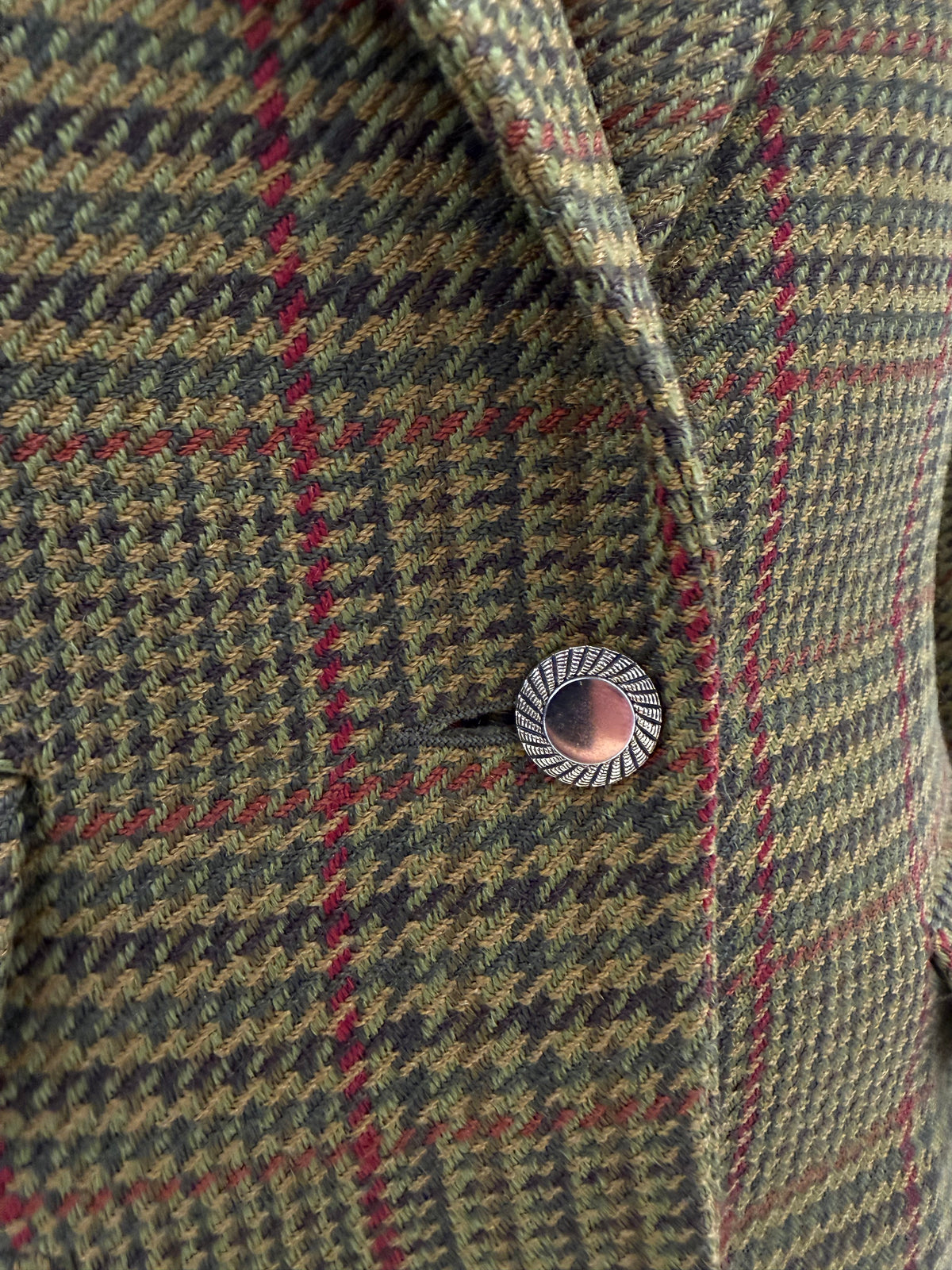 Sacou din tweed de lana pied de coq mustard green in culori superbe