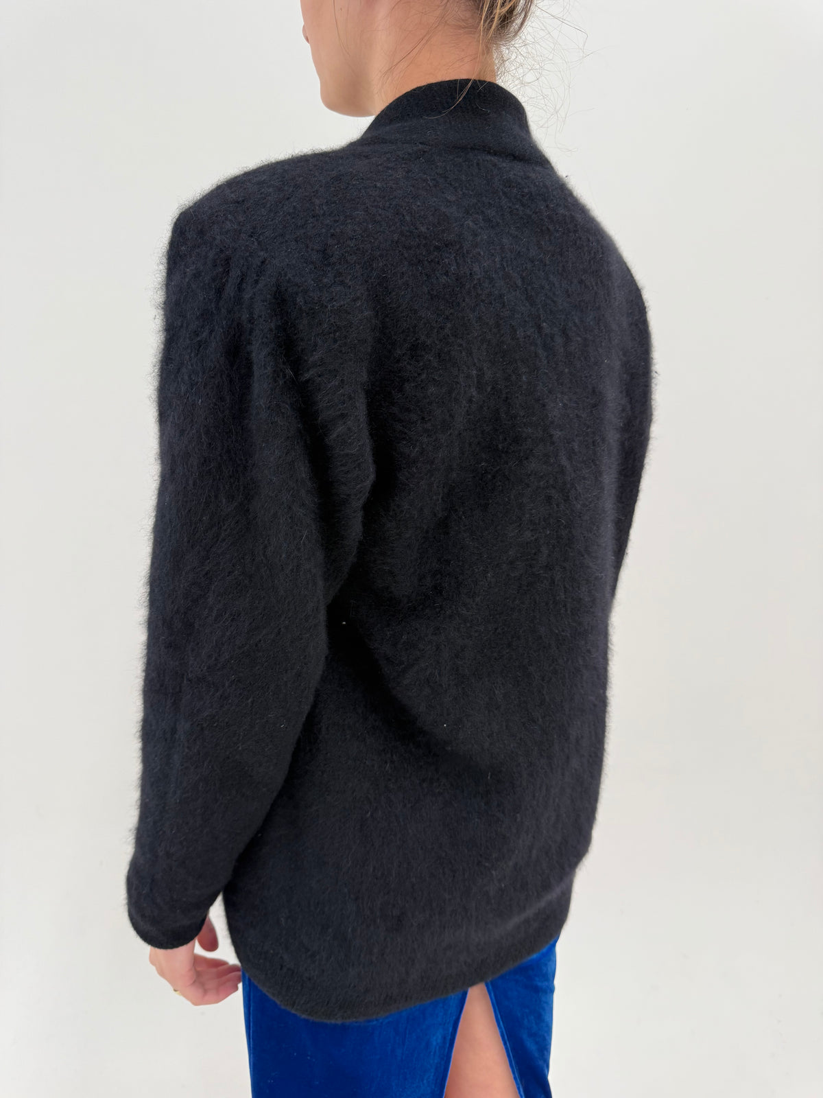 Jacheta / cardigan căptușit vintage din Angora groasă în croi de ani 80