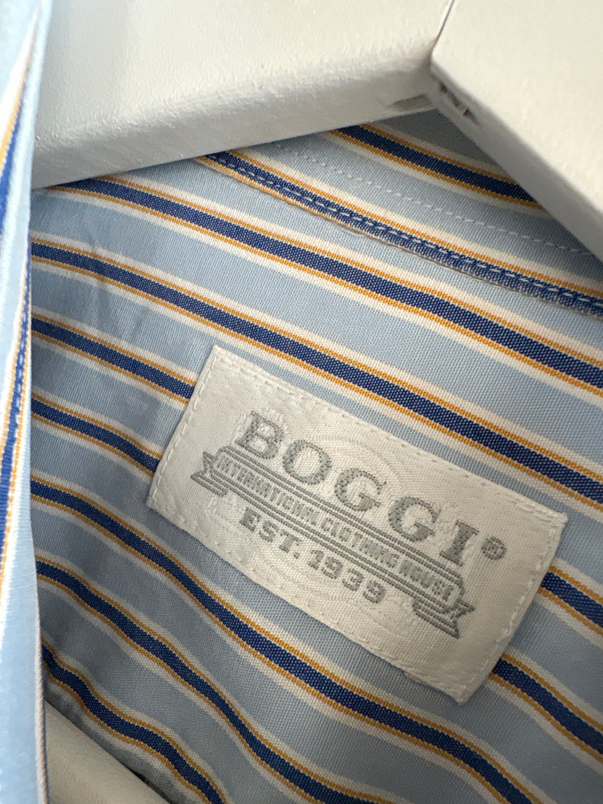 Cămașa din bumbac premium plin baby blue în dungi verticale