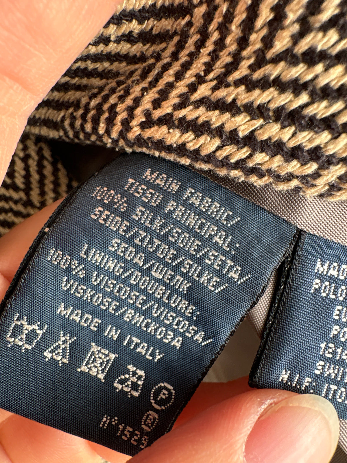 Sacou Ralph Lauren (main label) Preston Herringbone din tweed gros camel 100% mătase naturală