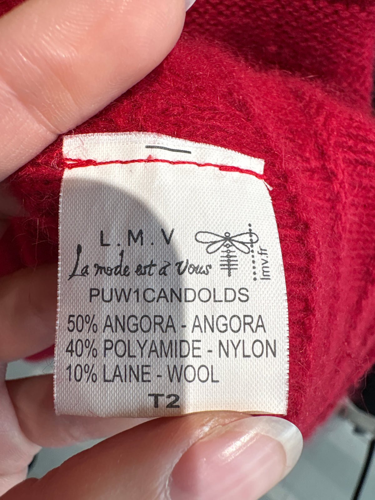 Top din lana extrafina și Angora în croi lung de gramaj mare dark cherry red