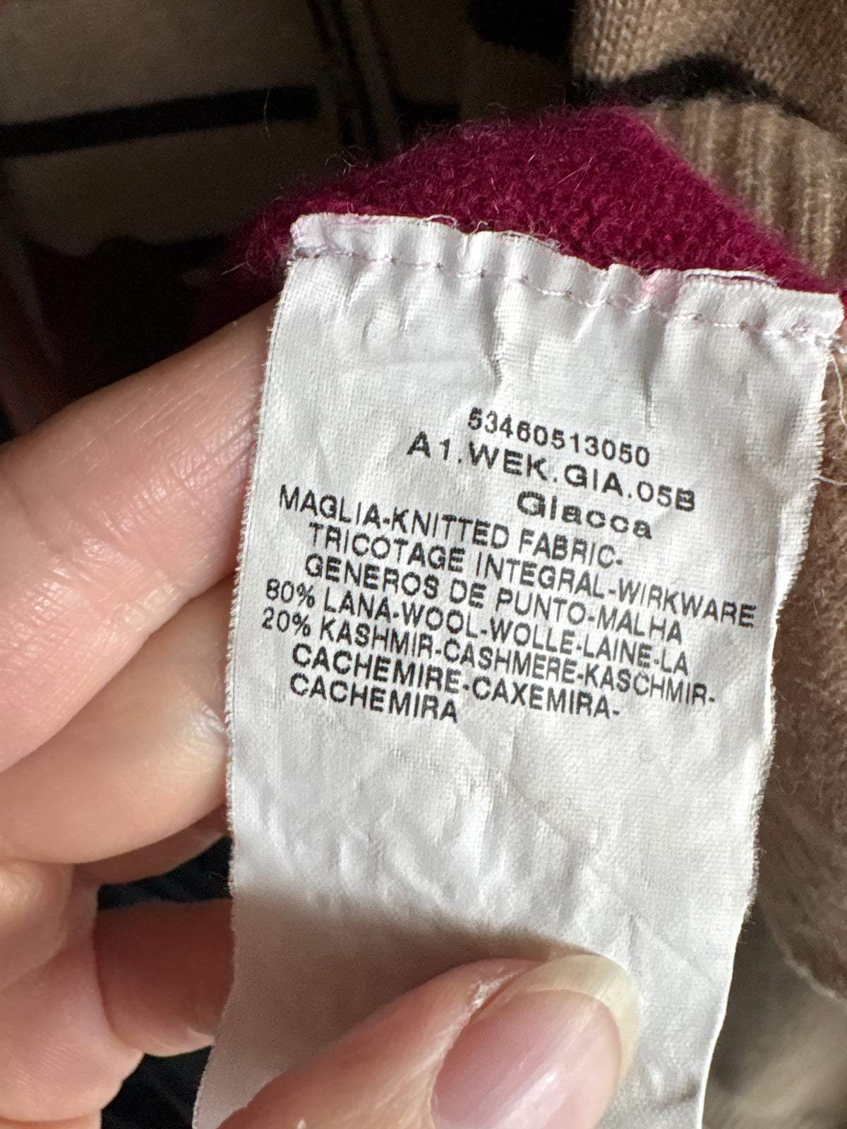 Cardigan Max Mara camel tall cu dungi și print floral din lana extrafina și cașmir