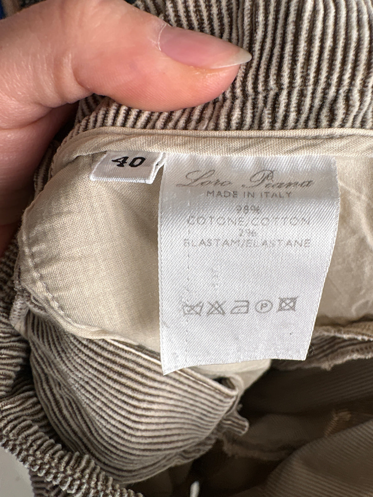 Pantaloni Loro Piana din catifea raiata fin de bumbac ultra confort