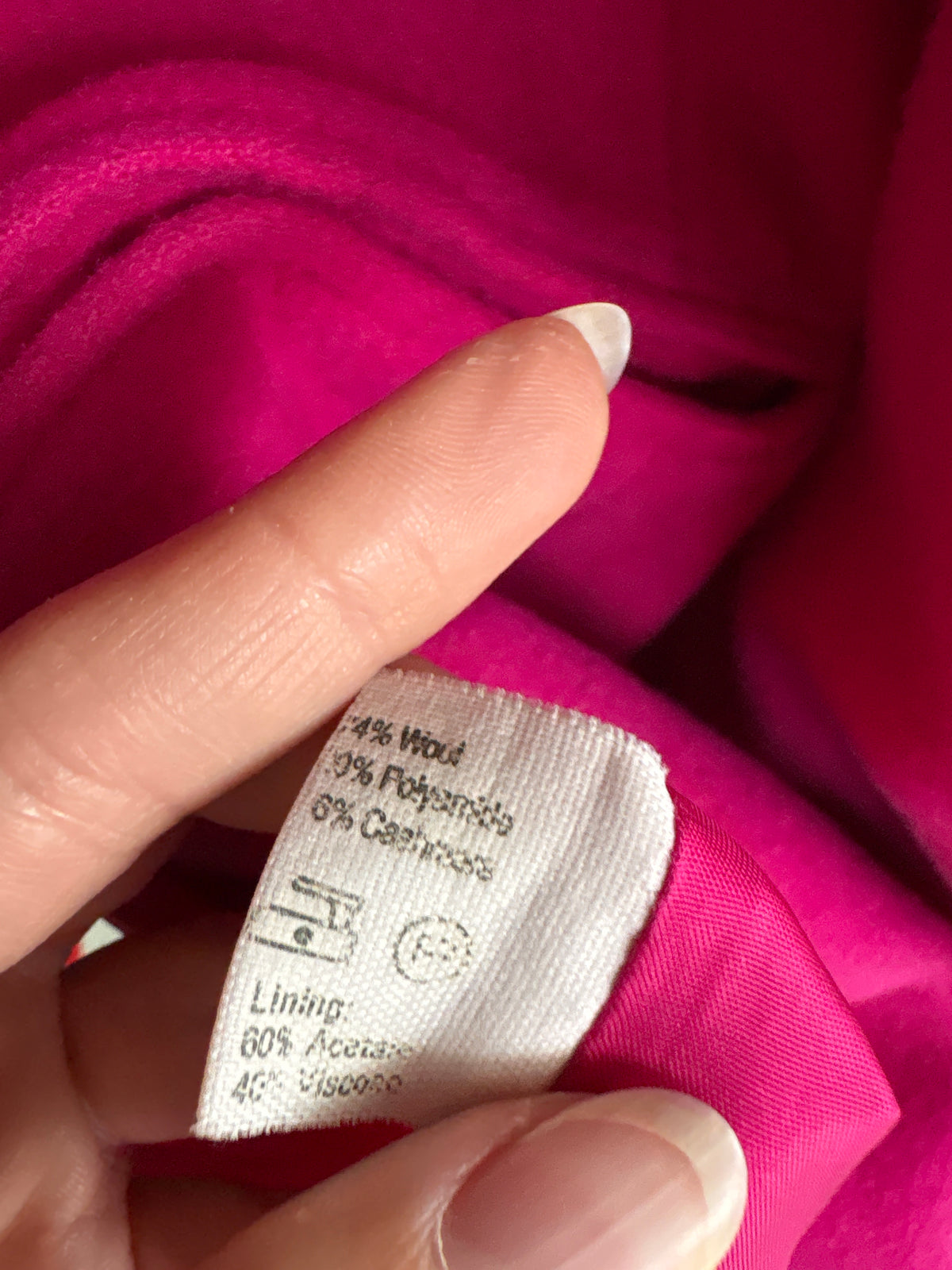 Sacou Luisa Spagnoli fucsia din stofă groasă flannel de lana cu cașmir