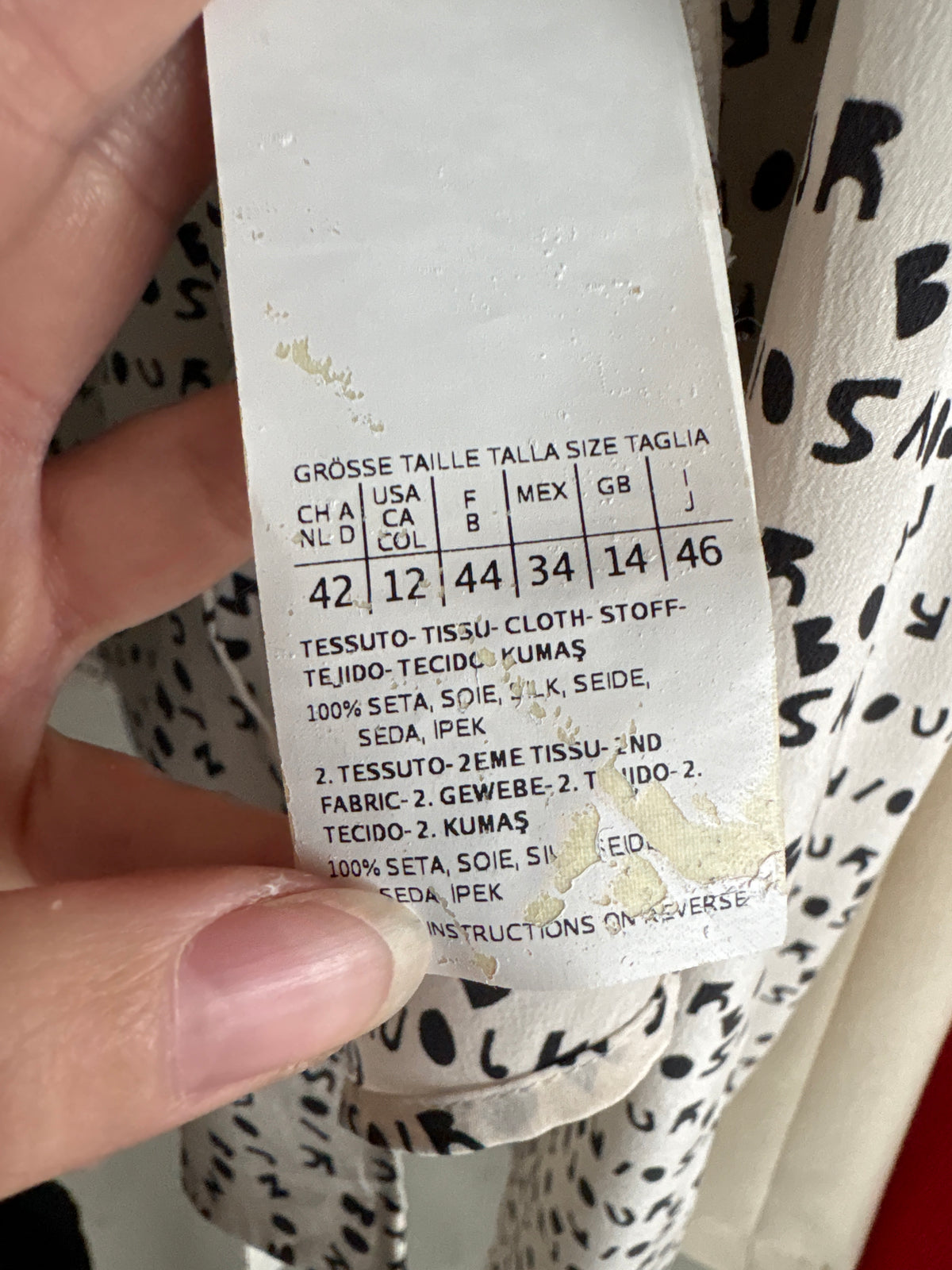 Cămașa Max Mara din mătase naturală cu print negru
