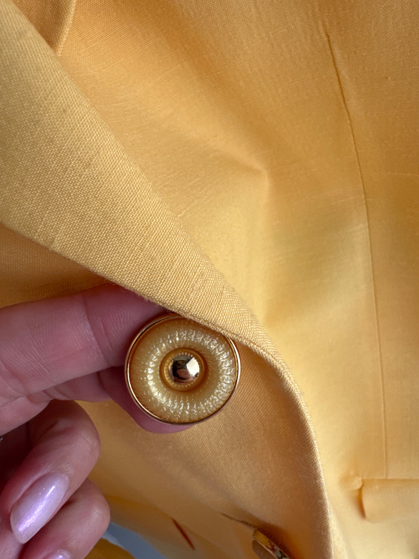 Sacou cambrat vintage din pânză ușor structurată butter yellow