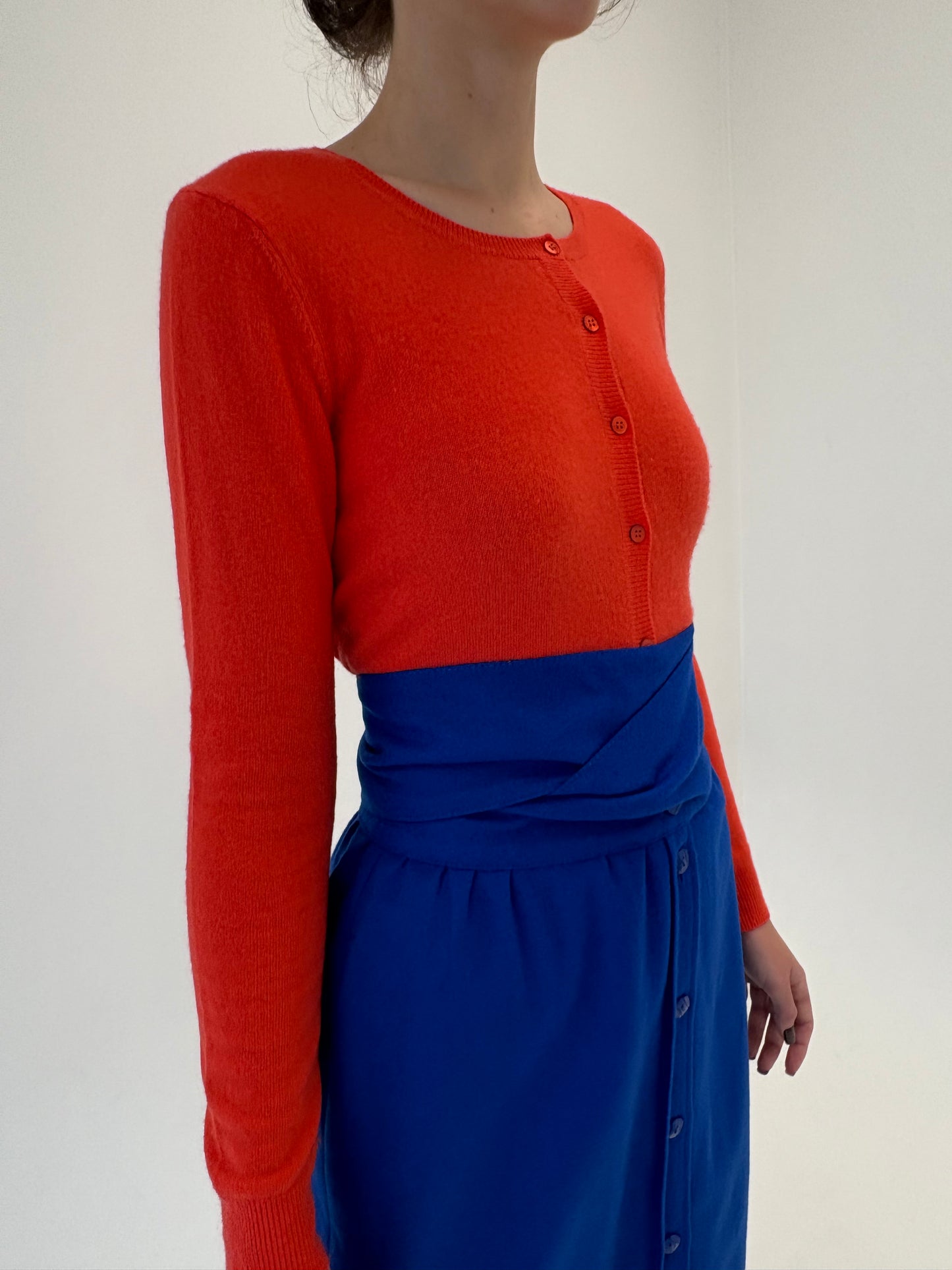 Cardigan electric orange din mix de cașmir de gramaj mare