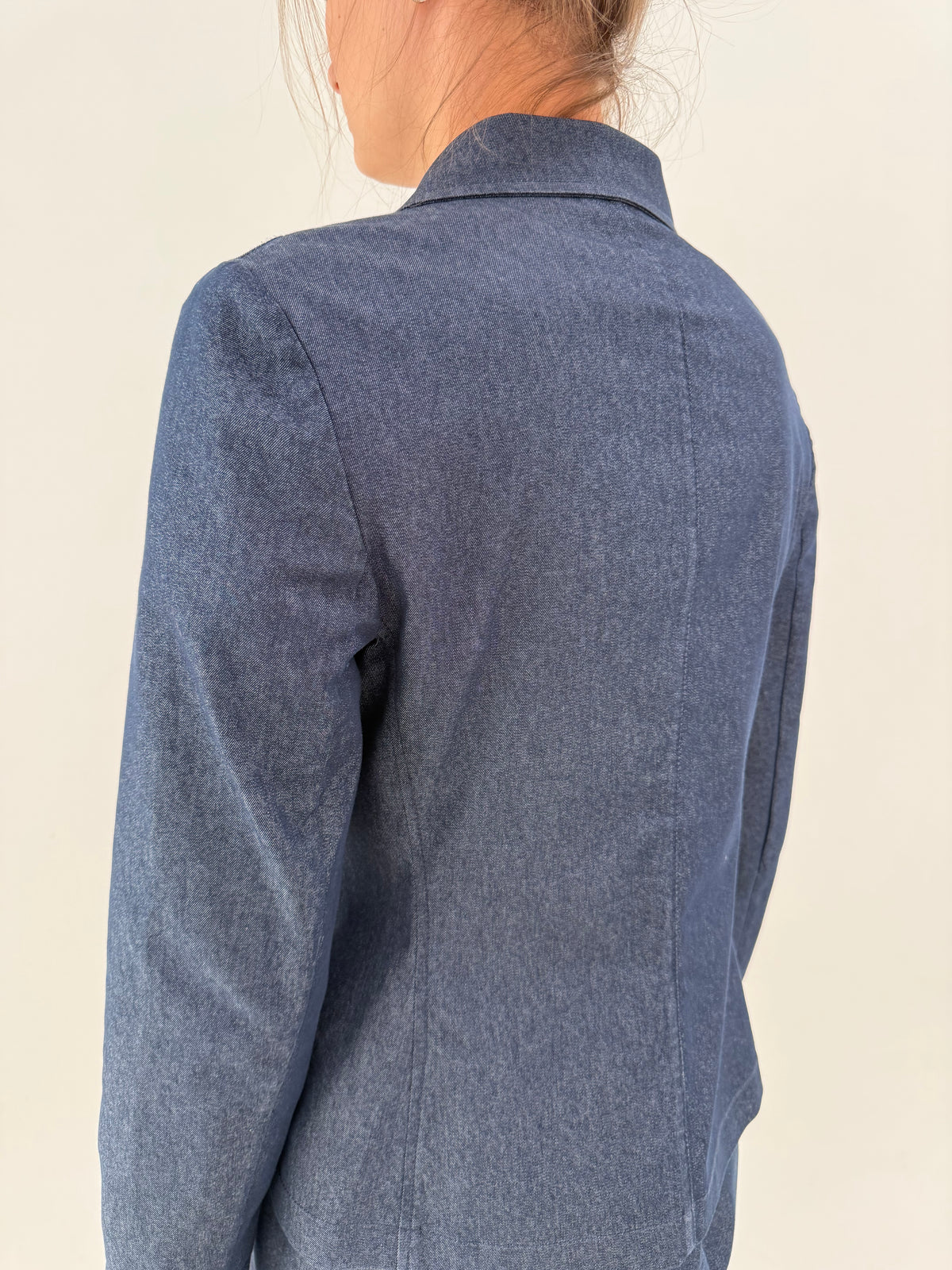 Deux piece clasic italian din jeans modelator extrem de chic
