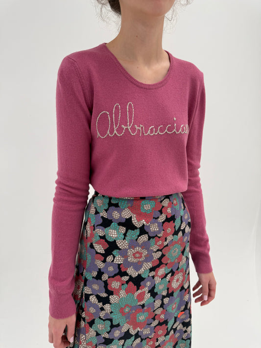 Pulover italian dusty pink din lana merino extrafina