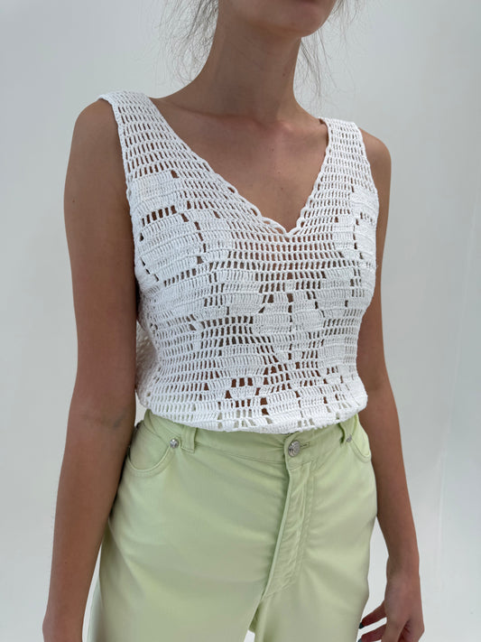 Top excepțional din macrame de bumbac  lucrat manual