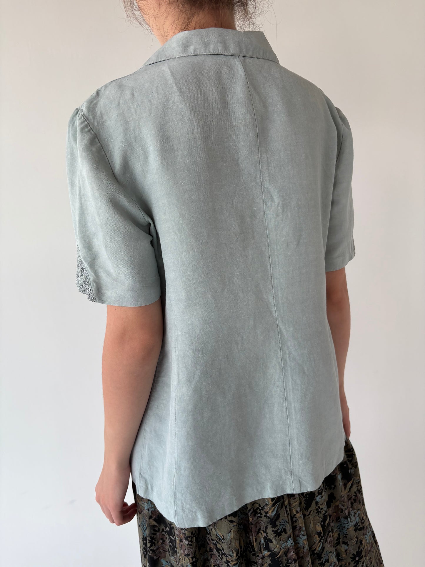 Sacou ușor cambrat din in premium mint green