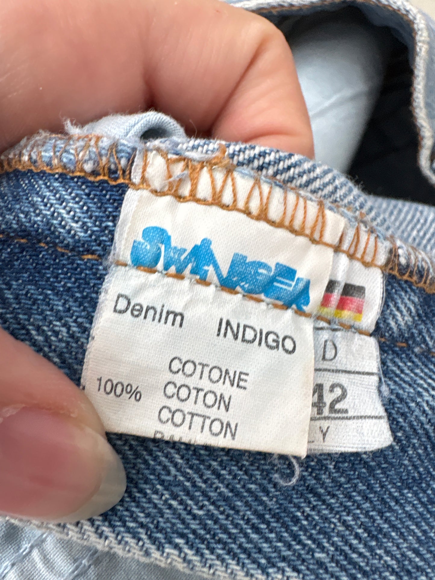 Pantaloni vintage luxury Rocco Barocco din jeans cu talie ultra înaltă