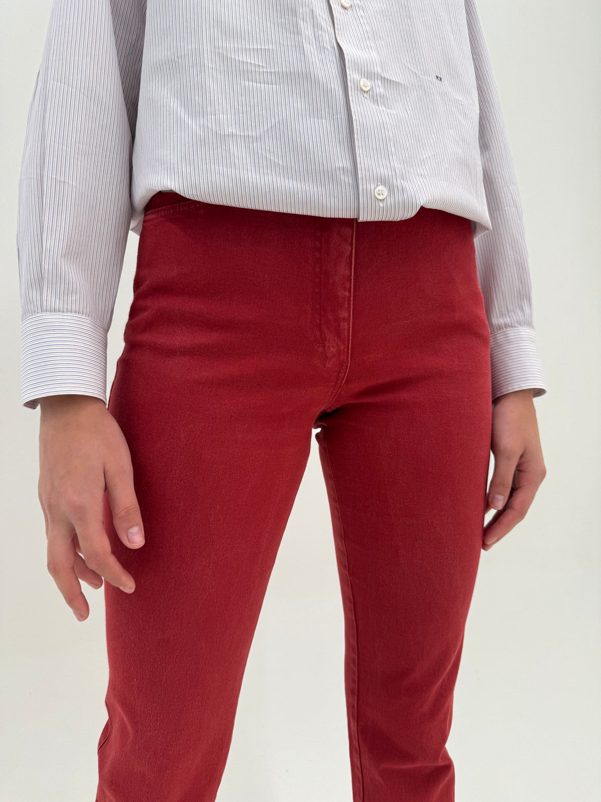 Jeans ultra confort whine red cu talie înaltă