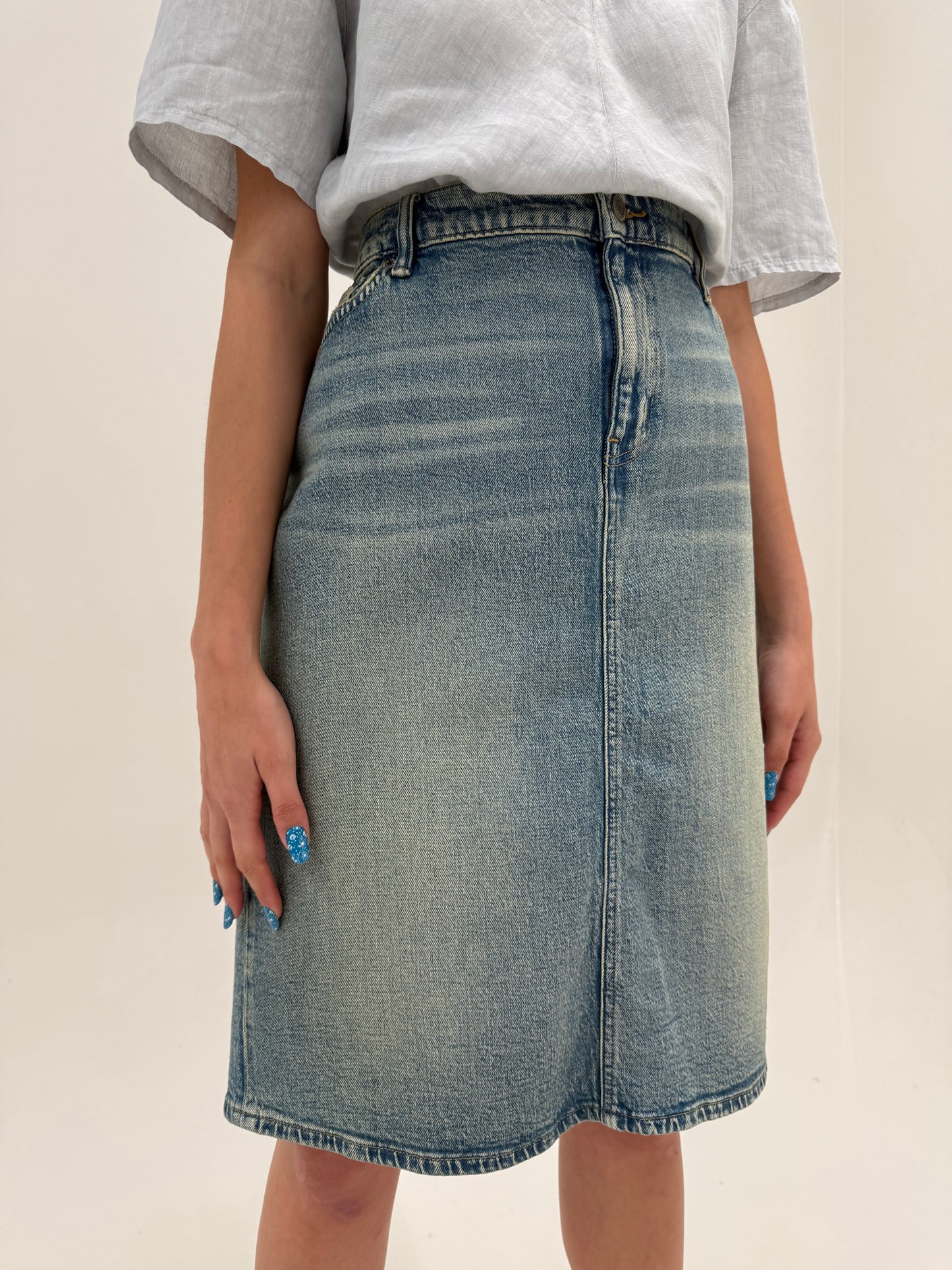 Fustă Ralph Lauren din jeans moale de vară ultra confort
