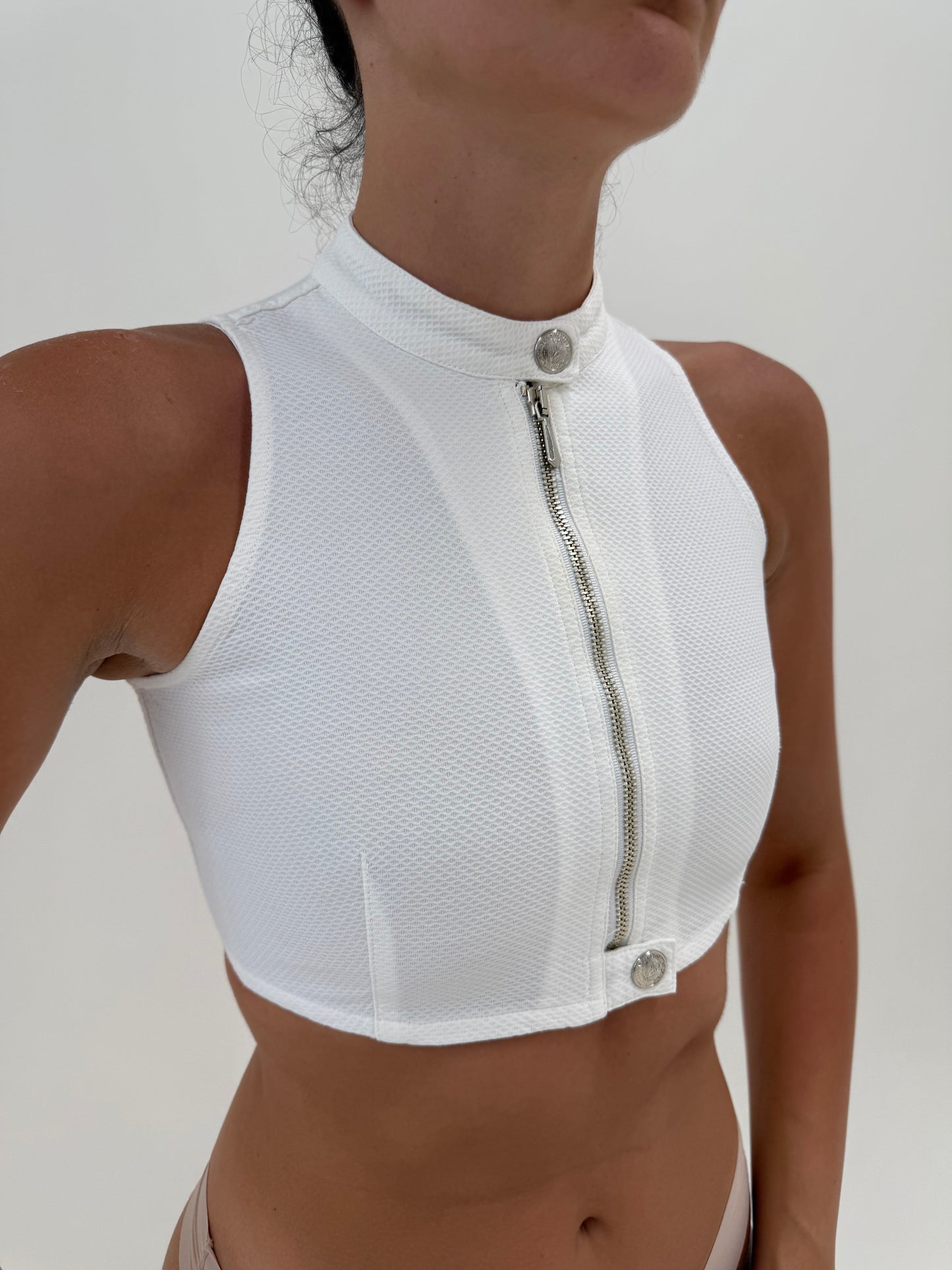 Top vintage de arhivă Fendi anii 90 cu influențe casual din bumbac texturat