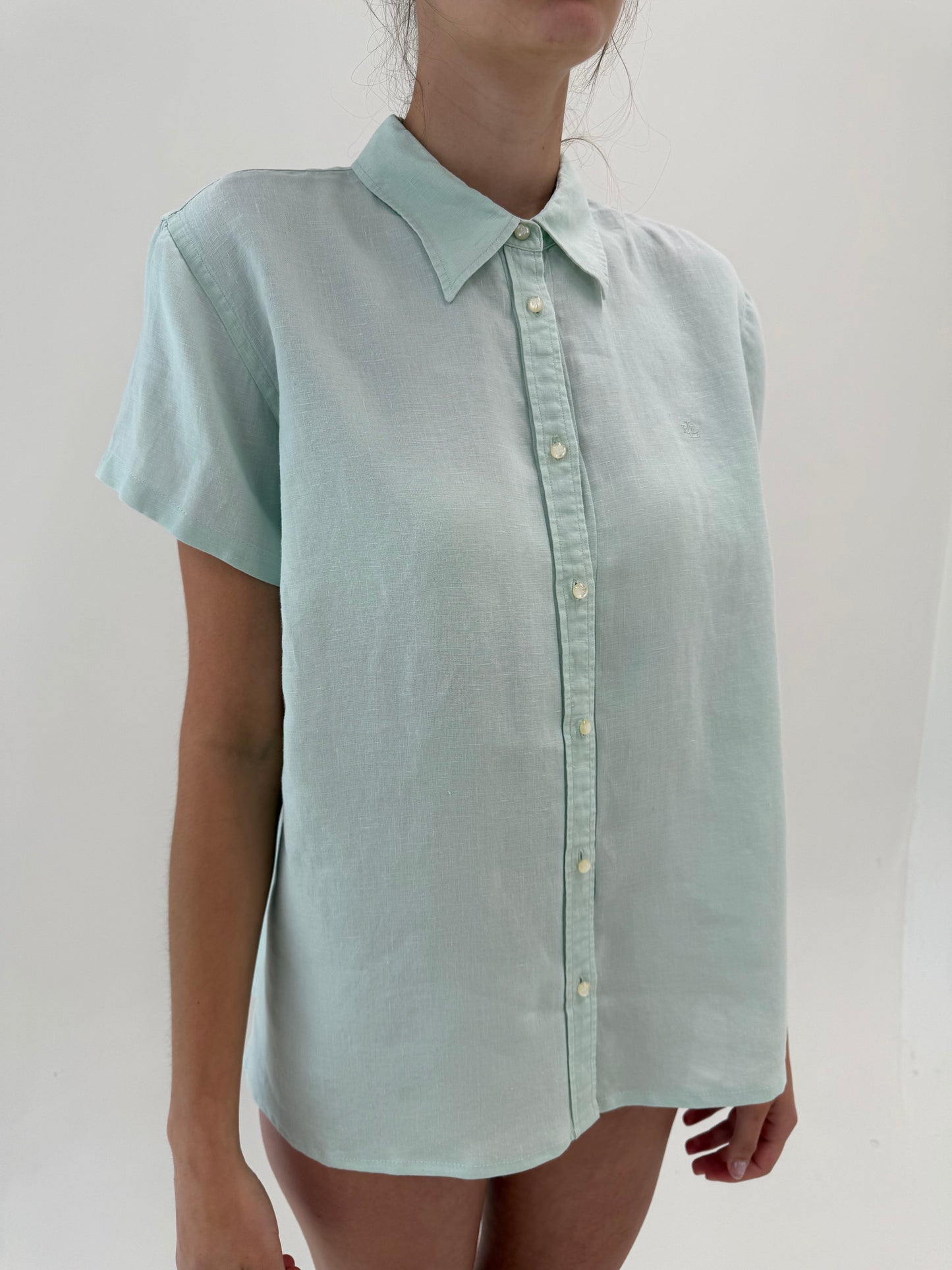 Camasa Ralph Lauren mint green pal din in în croi clasic