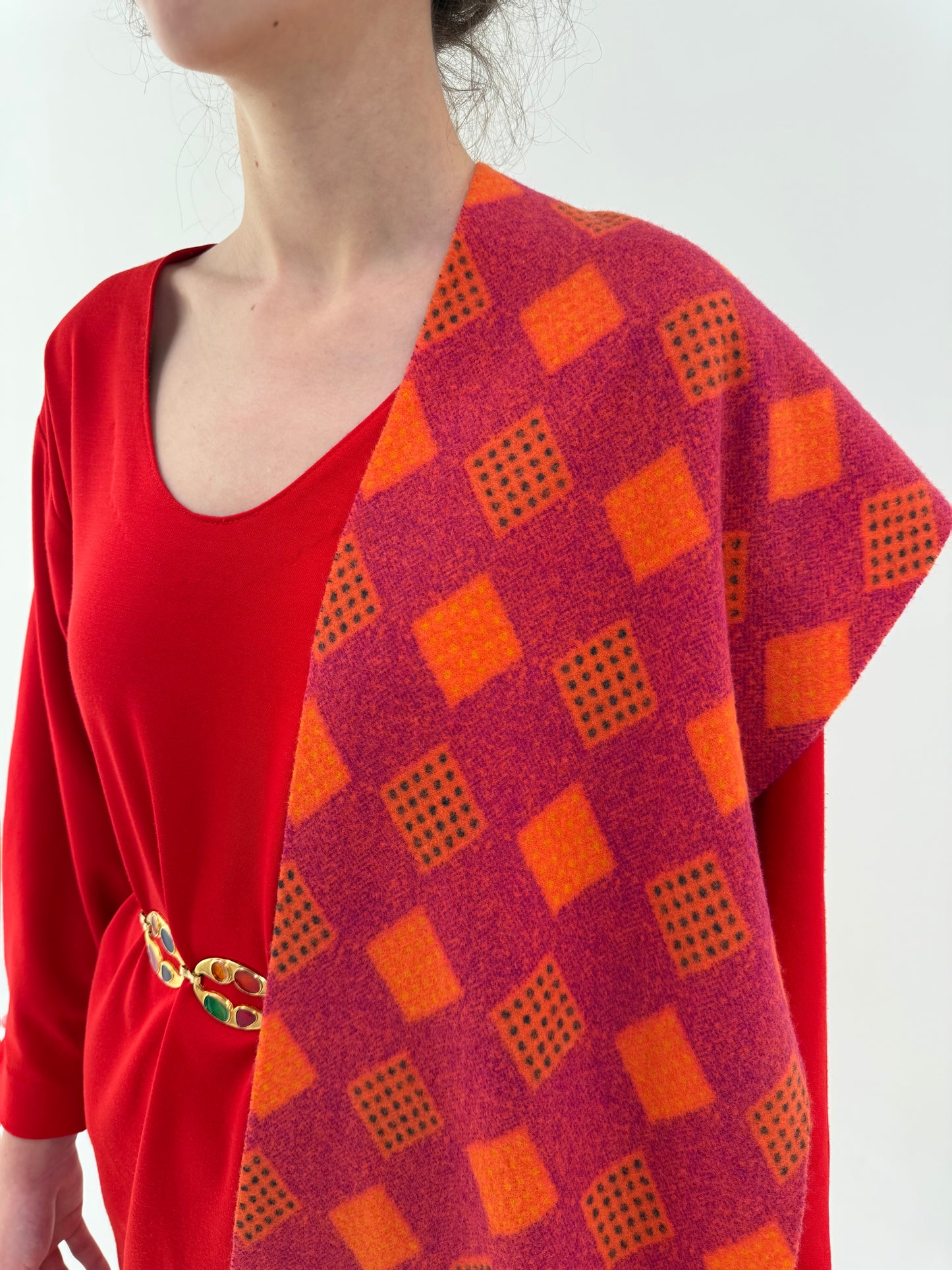 Fular în combinație superbă de culori tari din lana extrafina