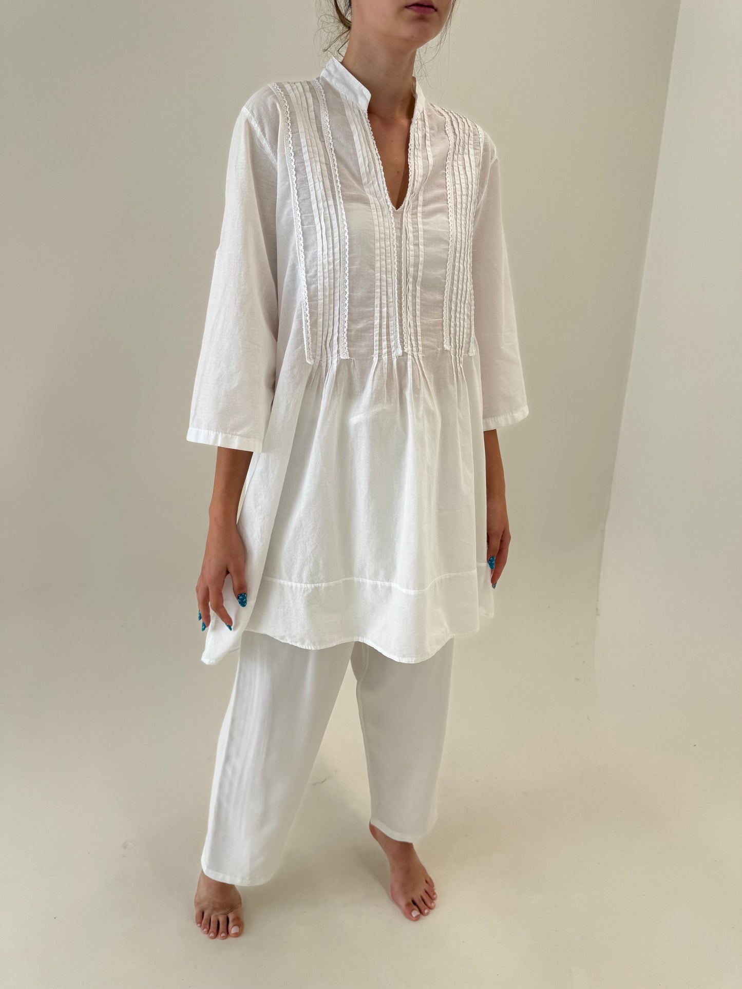 Pantaloni in croi clasic și talie generoasă reglabilă super vaporoși