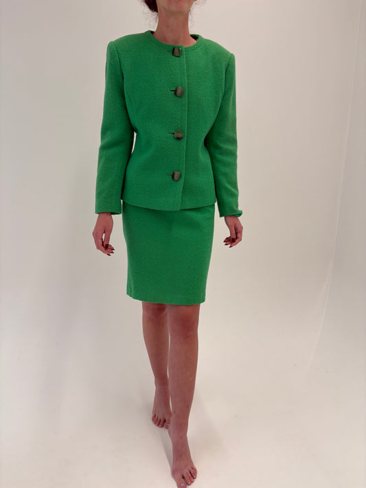 Deux piece in stop Chanel verde smarald luxury italian din boucle