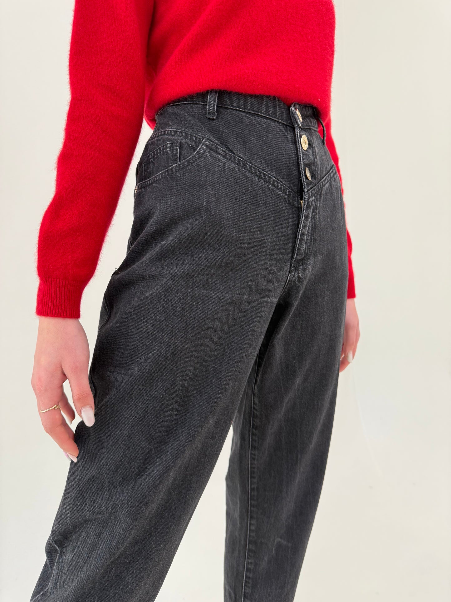 Jeans luxury Trussardi cu talie înaltă extrem de înaltă mom fit