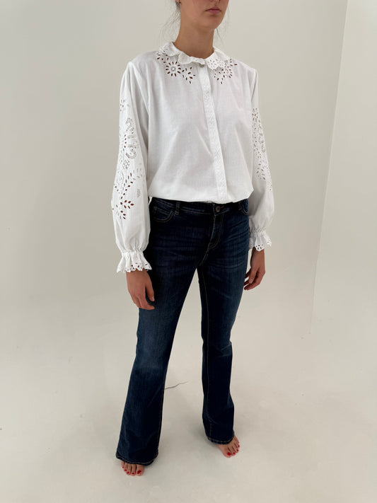 Jeans Max Mara tall noi cu etichetă ultra confort modelatori evazați dark wash