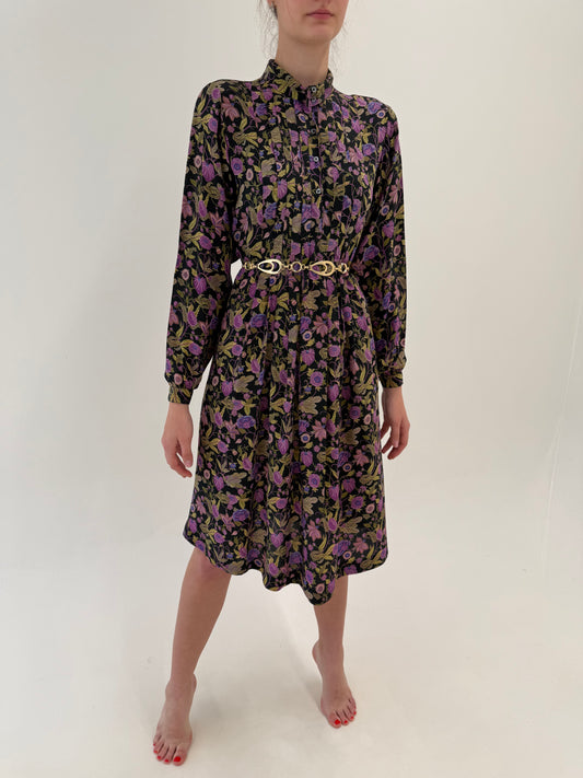 Rochie vintage italiană din mătase naturală cu print floral