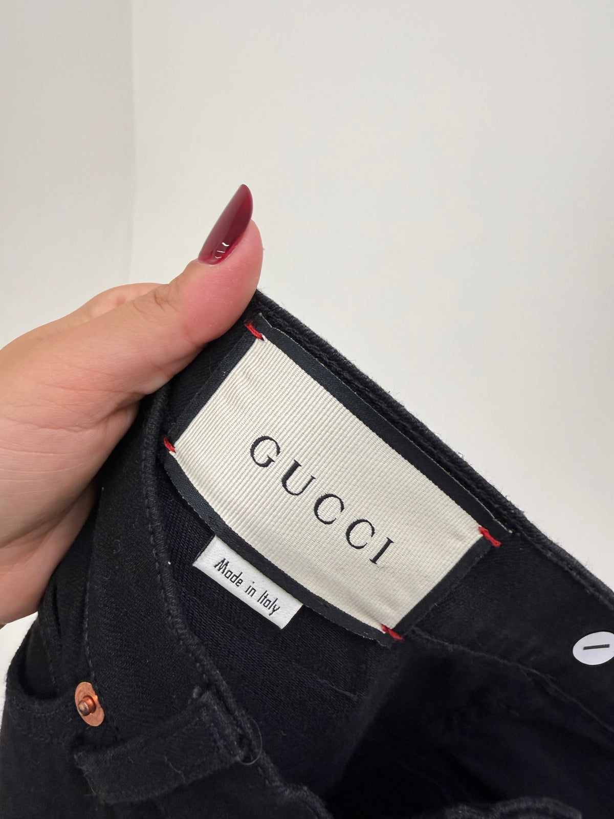 Jeans Gucci skinny, Alessandro Michele era cca. 2017–2020 negri modelatori