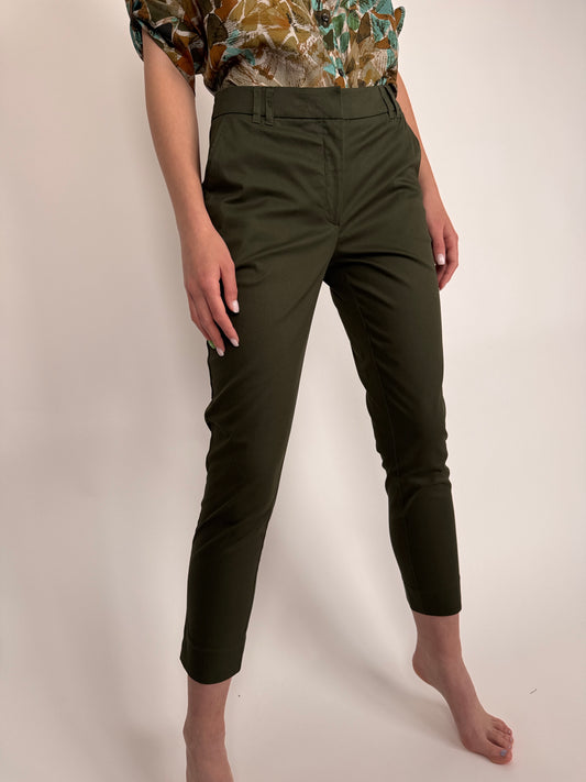 Pantaloni clasici forest green din poplin premium de bun ca modelator