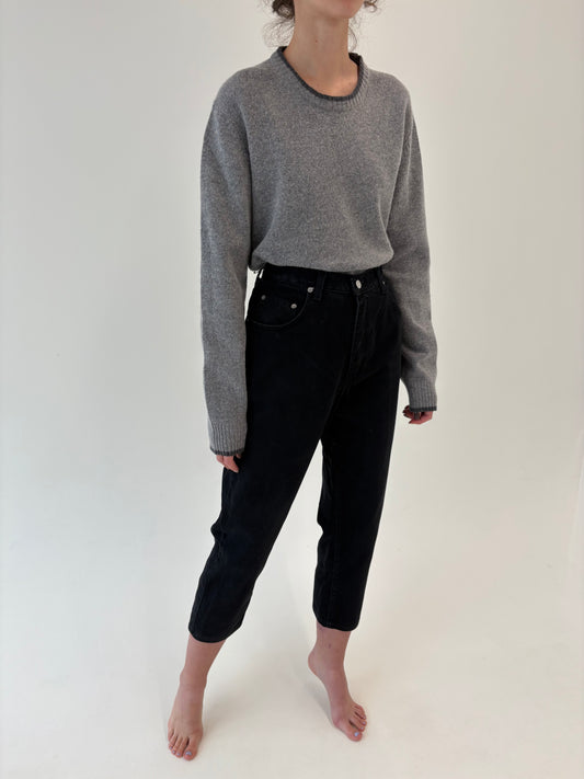 Jeans vintage mom fit petite dark wash cu talie ultra înaltă