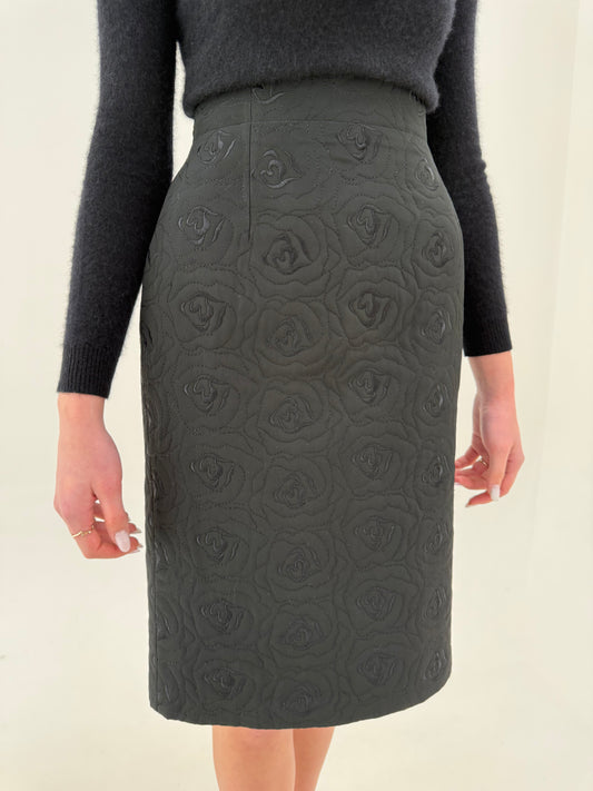 Fustă neagră de la zi la seară din matlase mix de mătase naturală