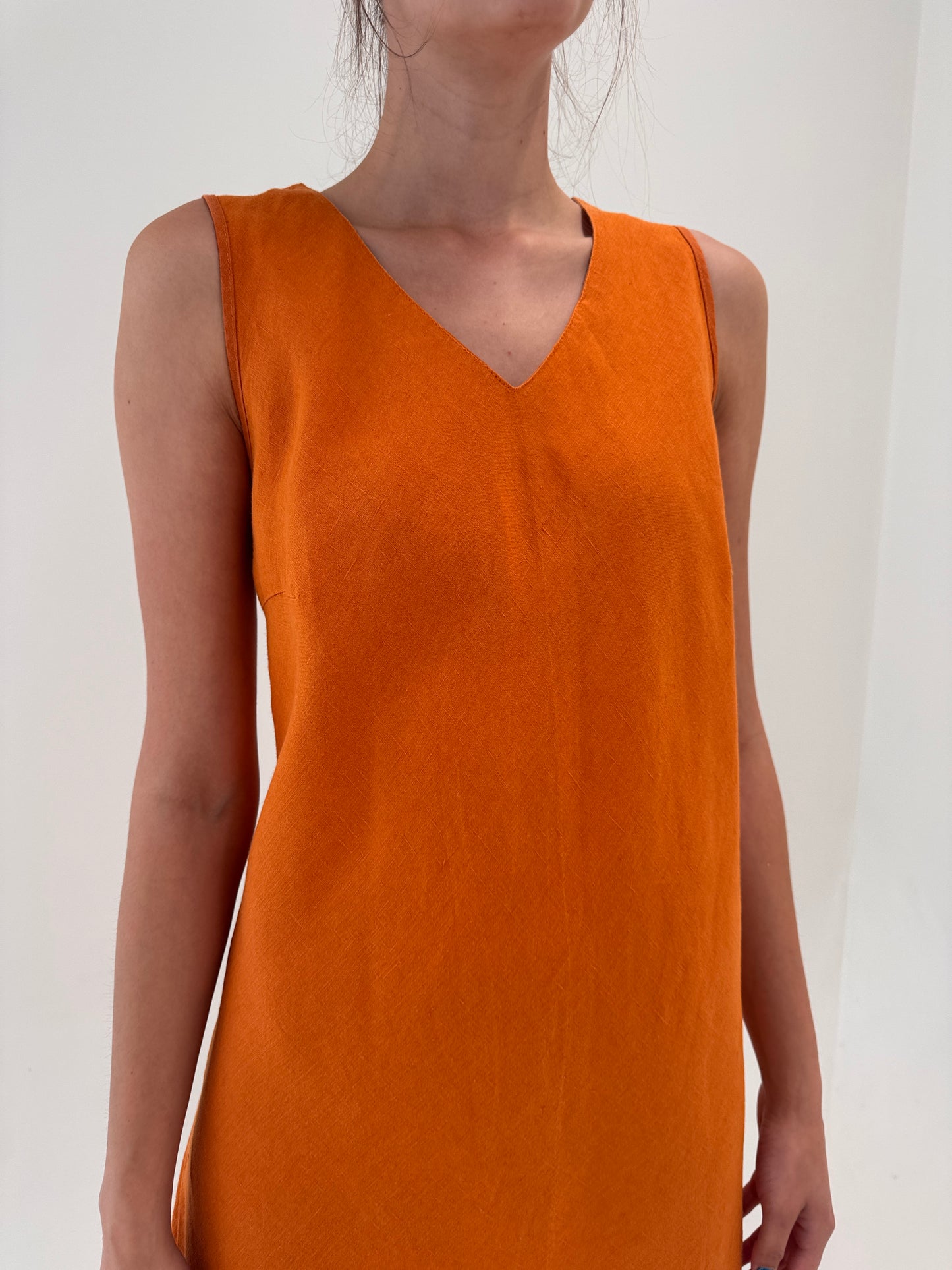 Rochie italiană pumkin orange din in premium in bie