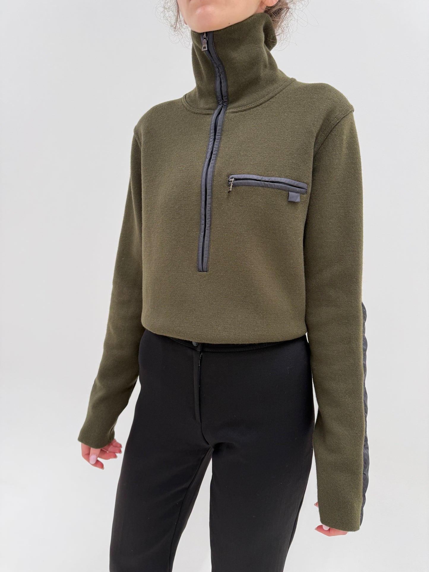 Maleta Prada cu influențe sport din lana merino extrafina