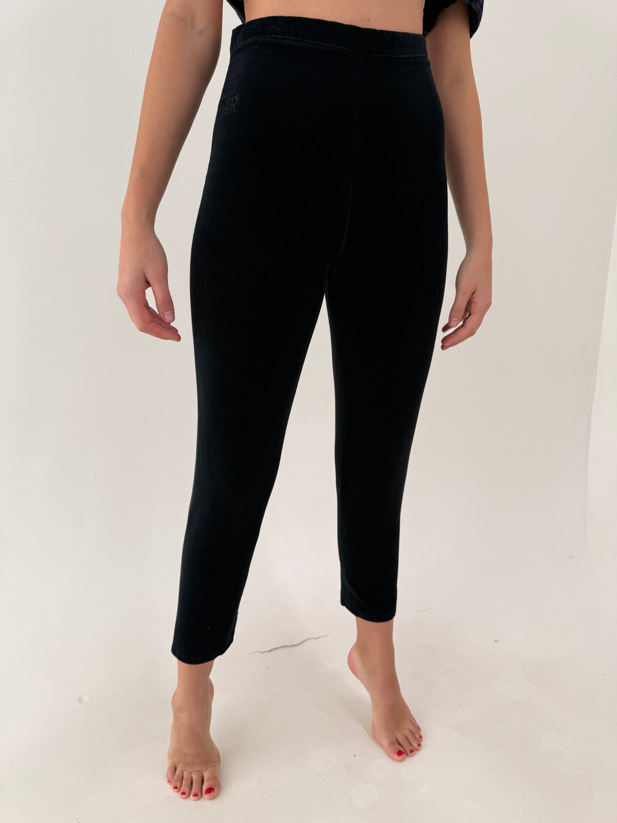 Pantaloni țigaretă vintage cu talie extrem de înaltă petite din catifea modelatoare